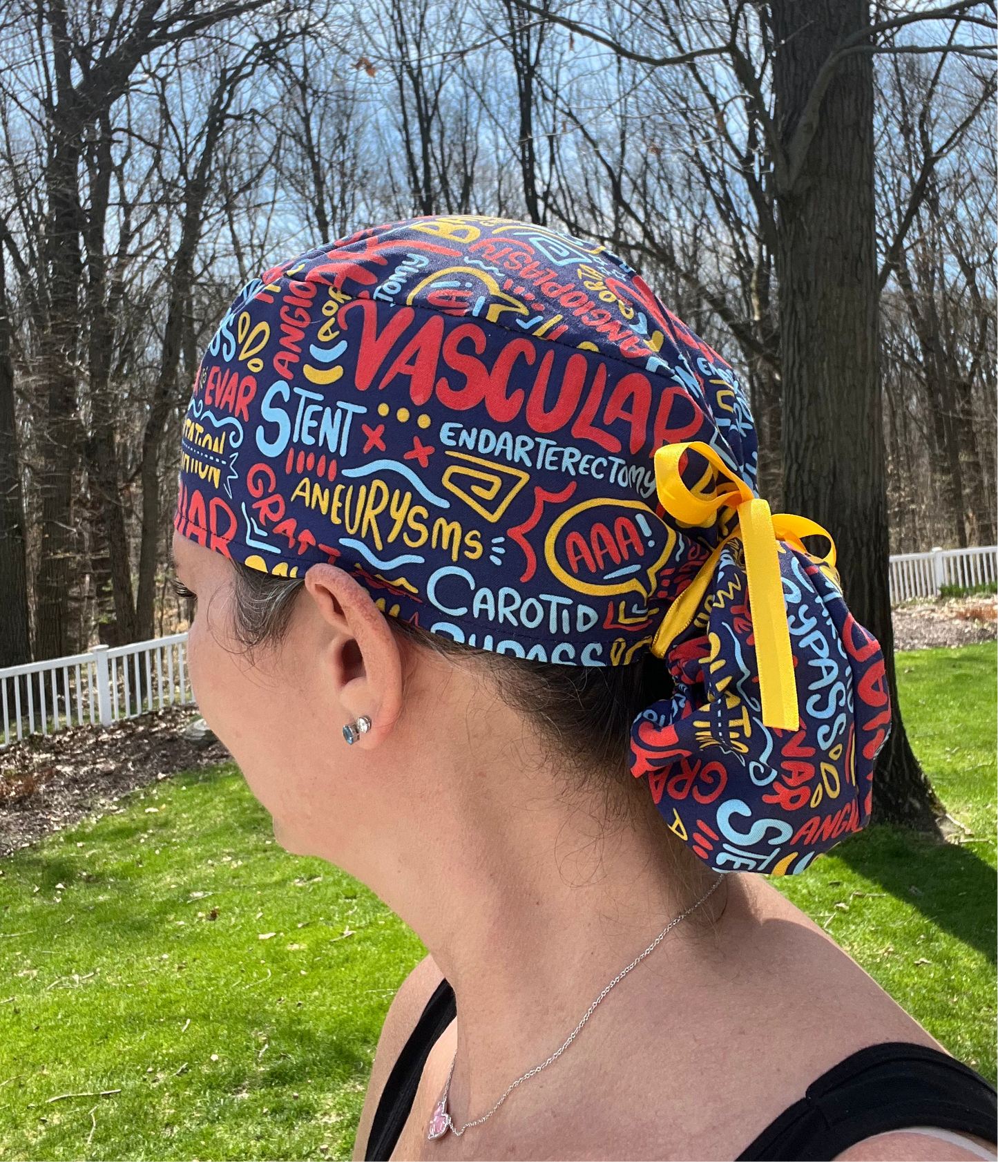 Vascular surgery ponytail scrub cap womens