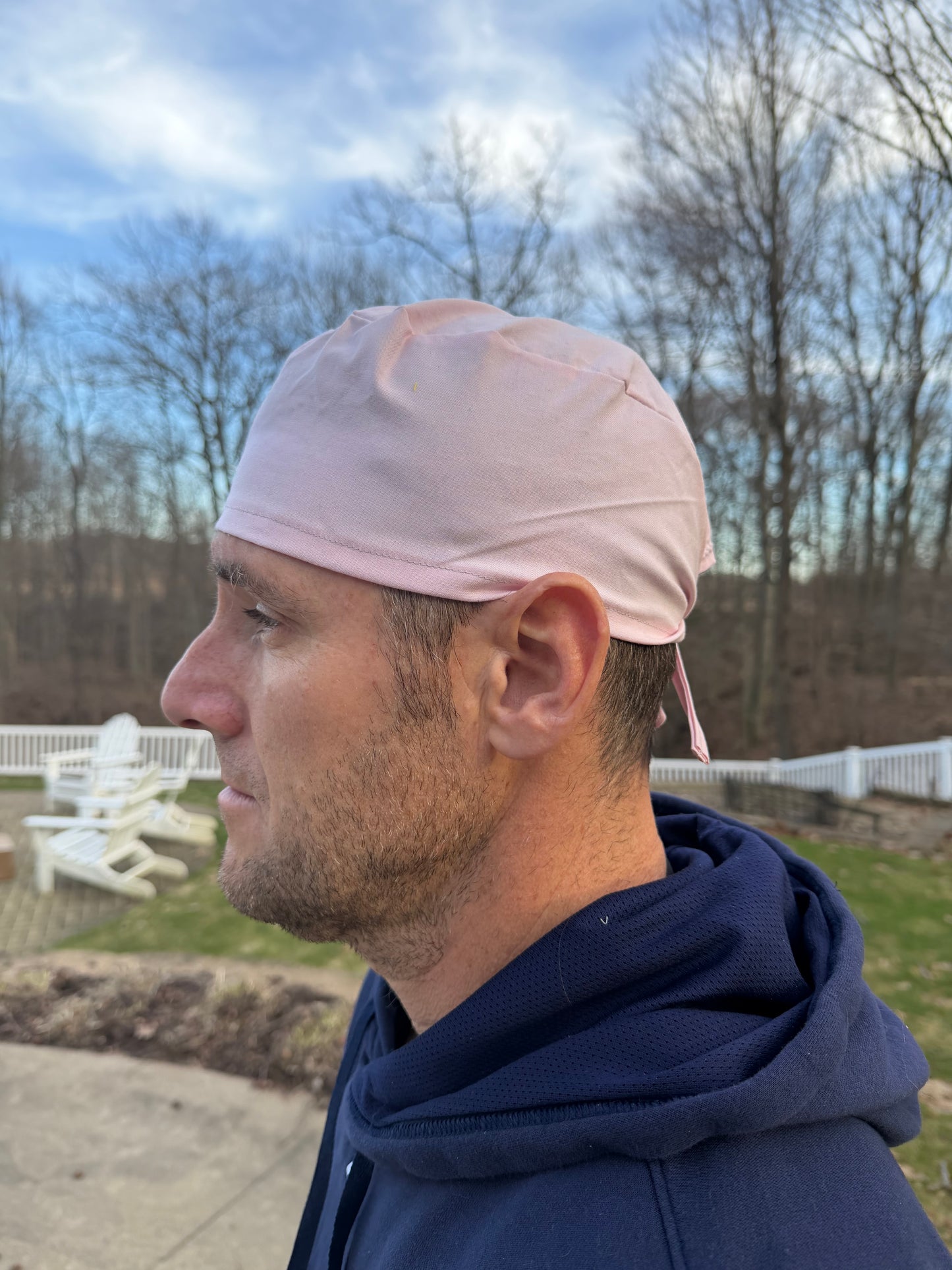 Light pink solid skull scrub cap mens