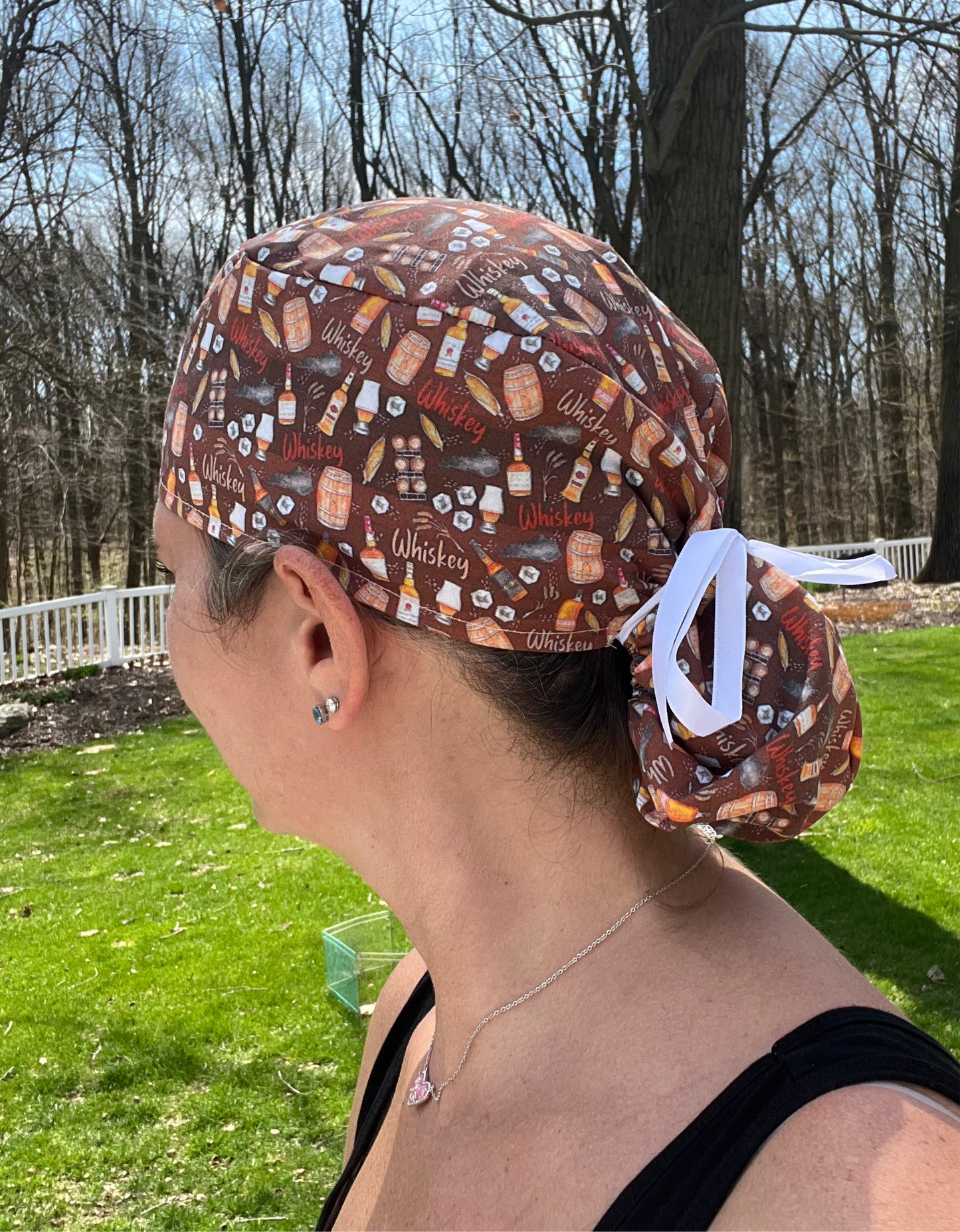 Whiskey barrels ponytail scrub cap womens