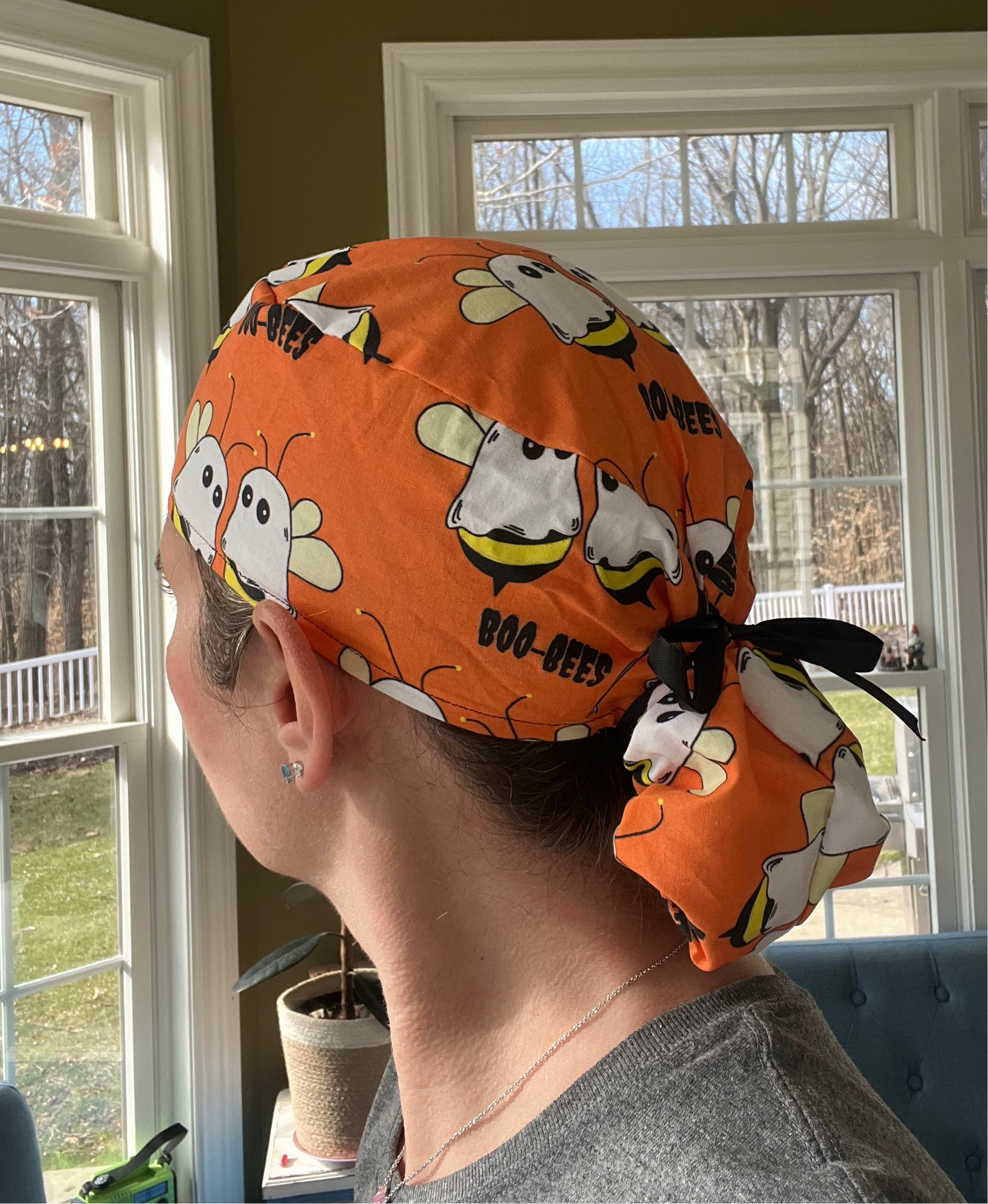 BOO BEES boobies breast plastic surgeon ponytail scrub hat OR cap womens