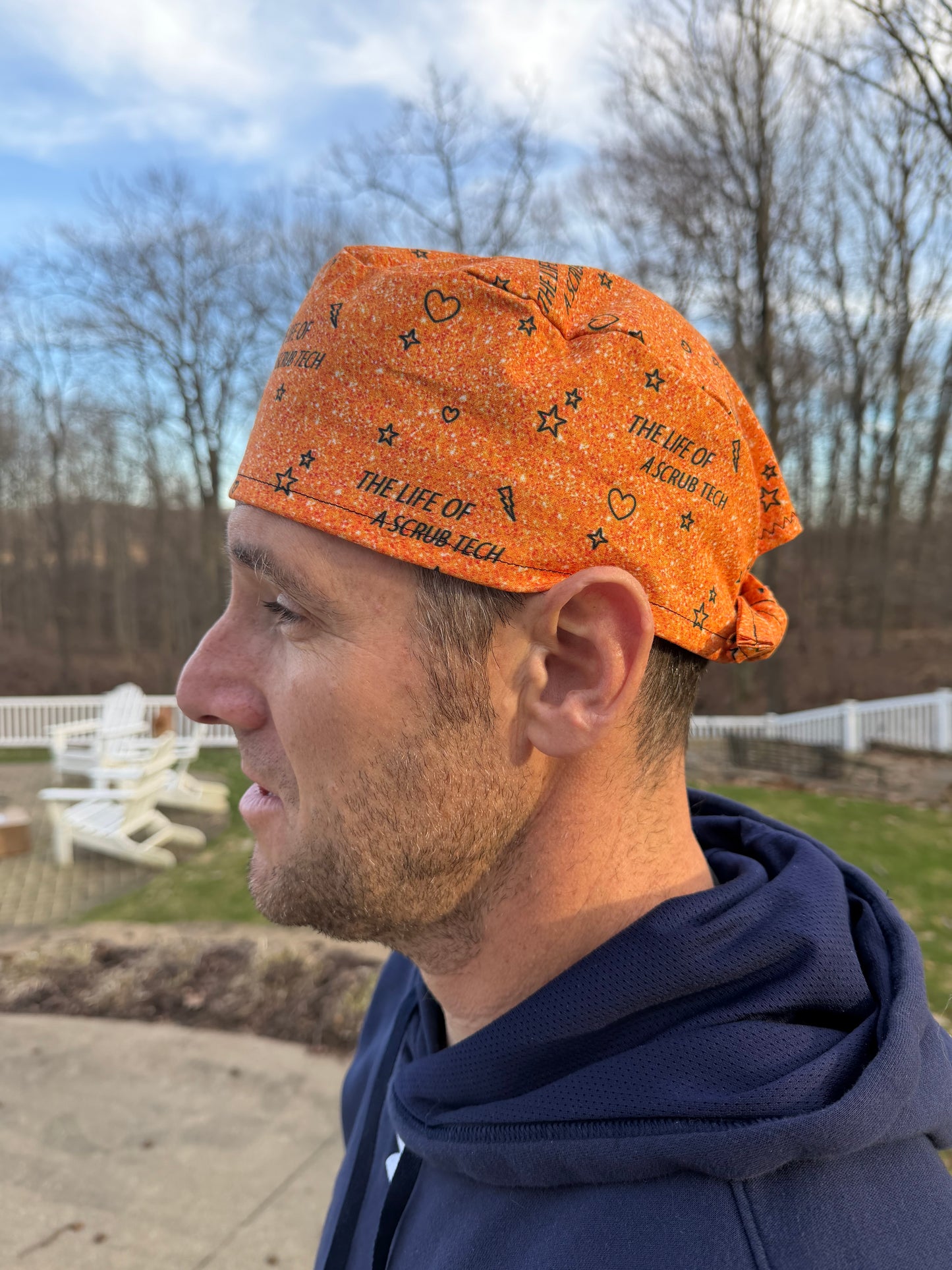 Taylor Swift life of a SCRUB TECH orange glitter print skull scrub cap mens