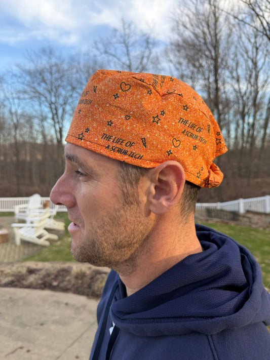 Taylor Swift life of a SCRUB TECH orange glitter print skull scrub cap mens