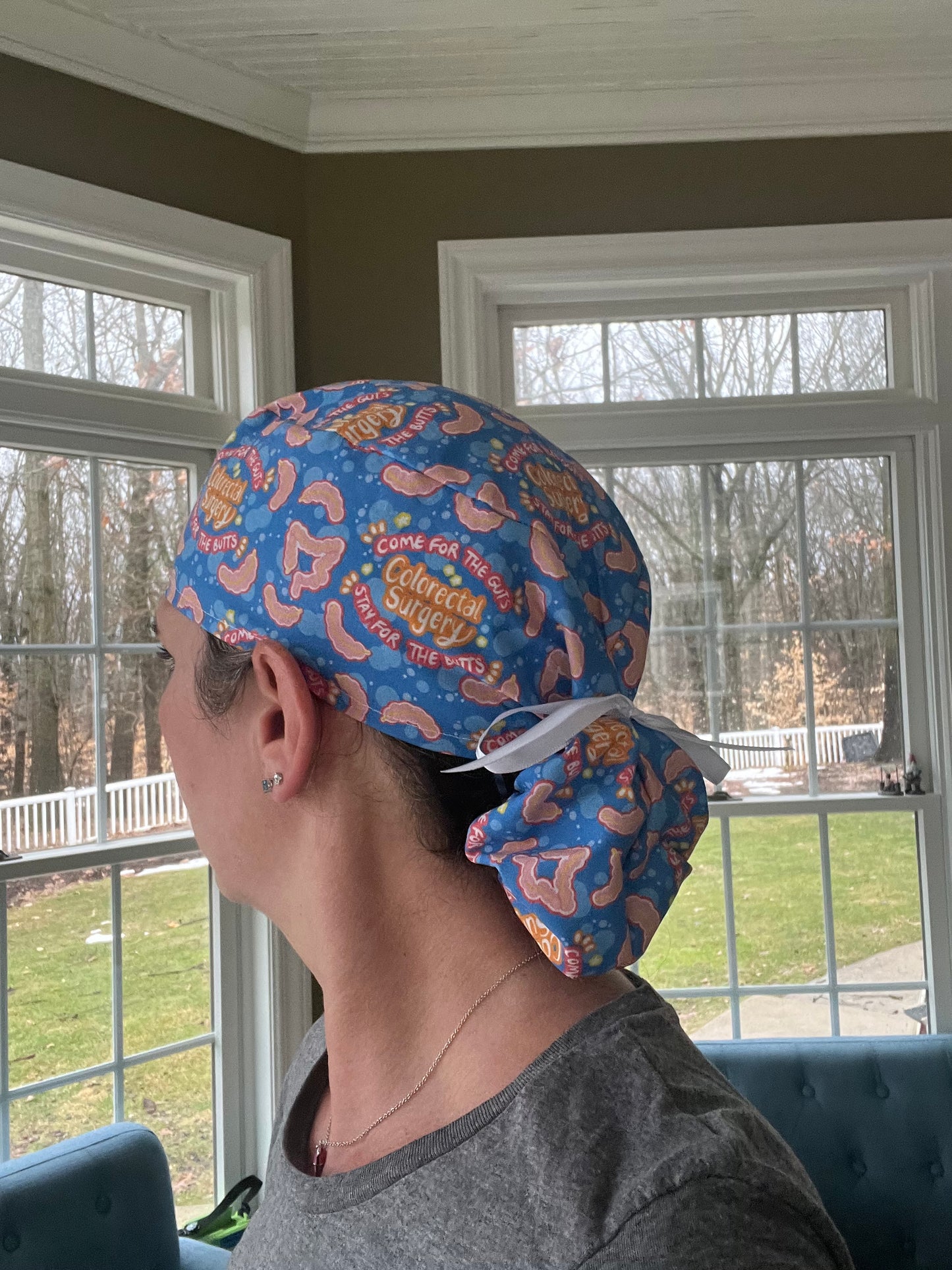 Colorectal colon come for the guts butts ponytail scrub cap womens