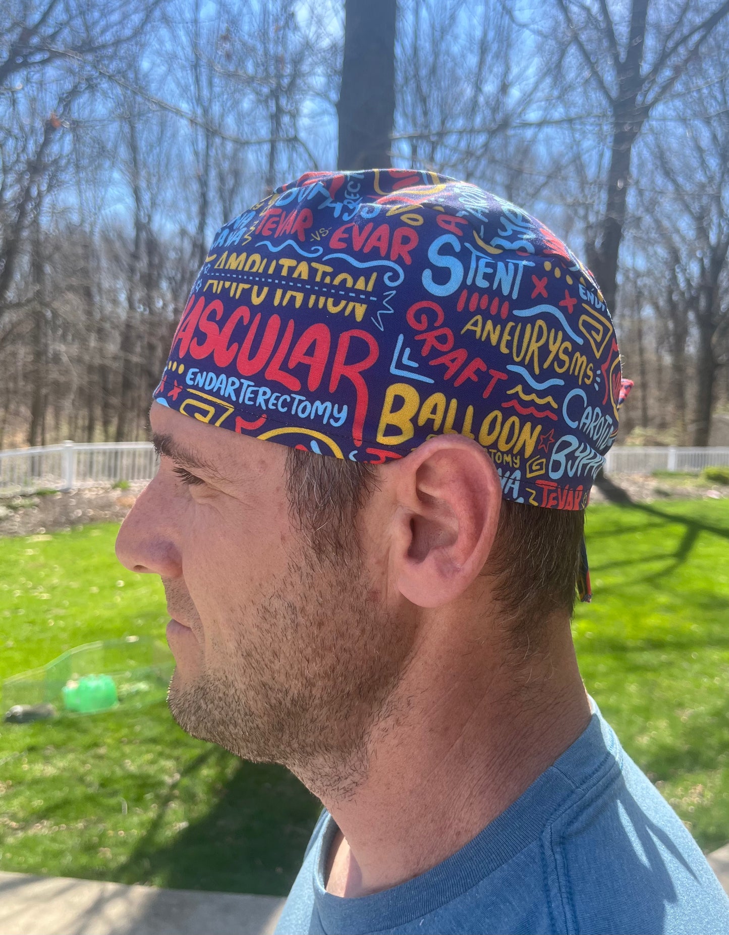 Vascular surgery skull scrub cap mens