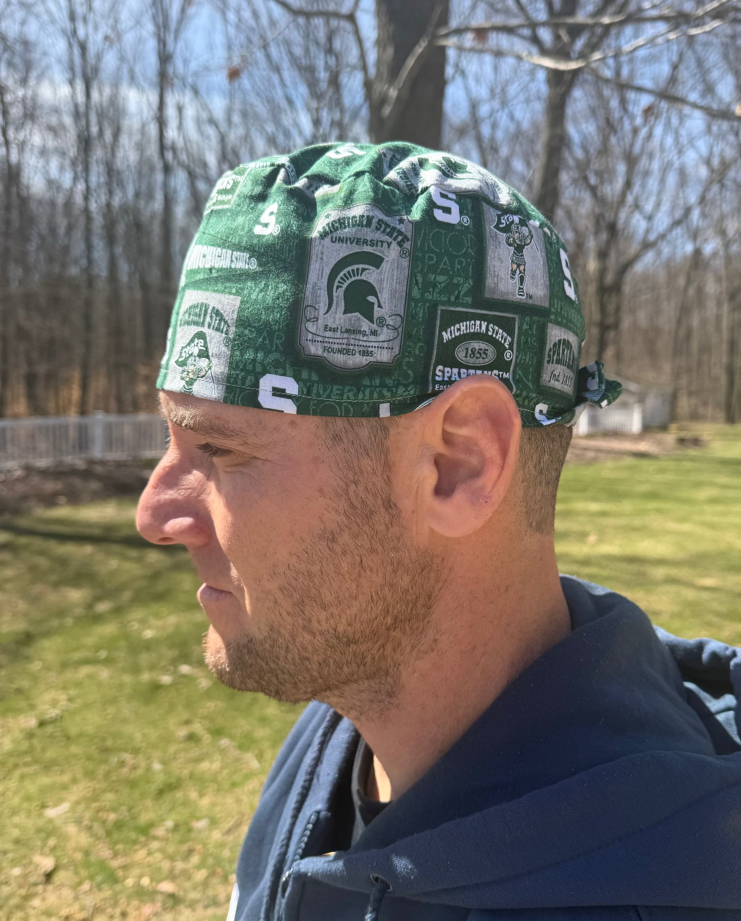 MSU Michigan state university Spartans skull scrub cap mens