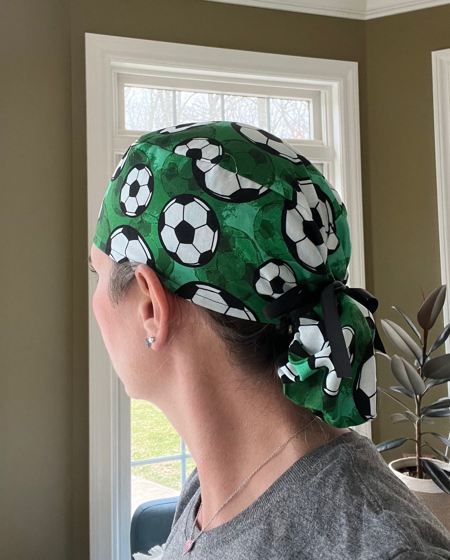 Soccer futbol ponytail scrub cap womens