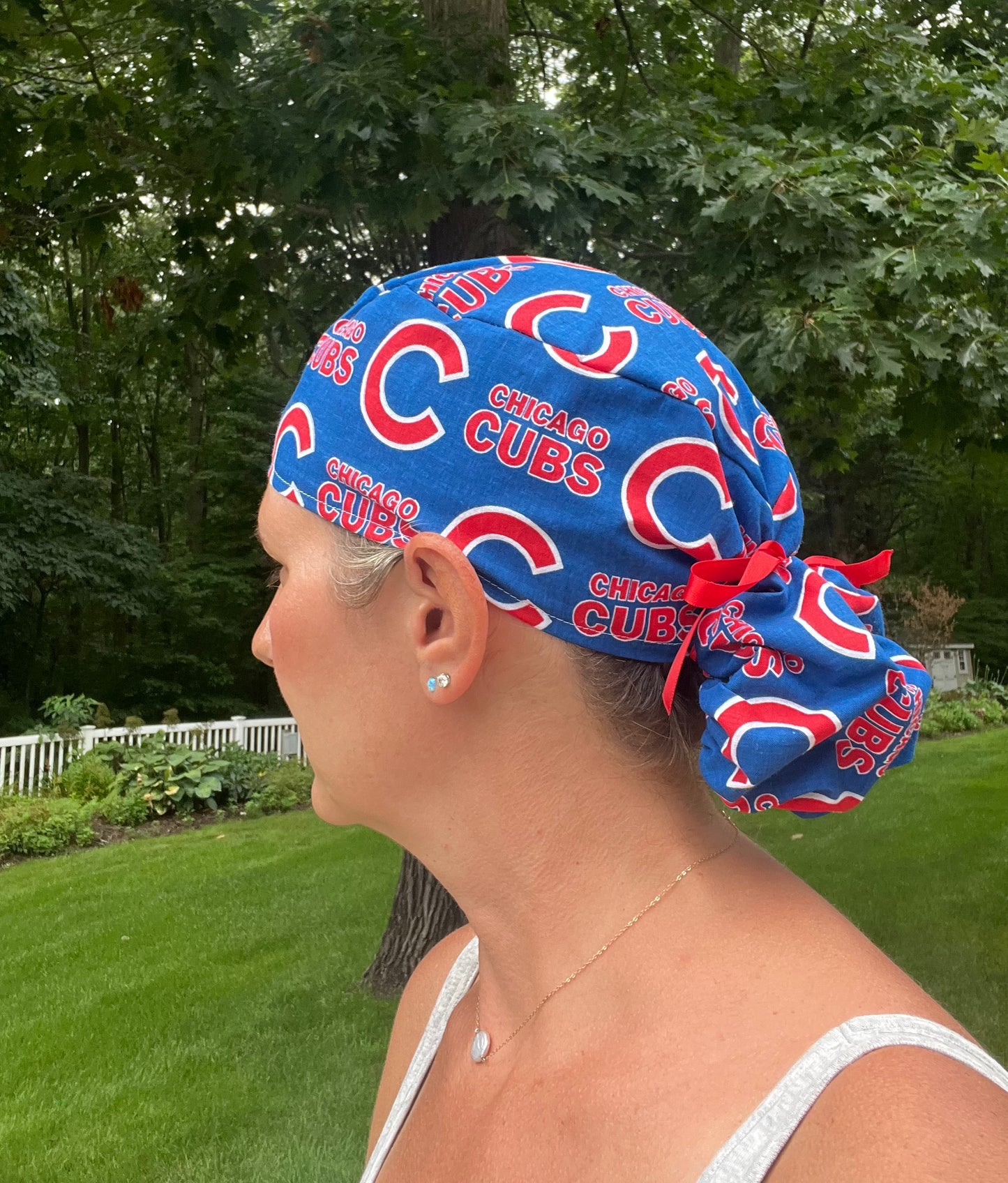 Chicago Cubs ponytail scrub cap womens