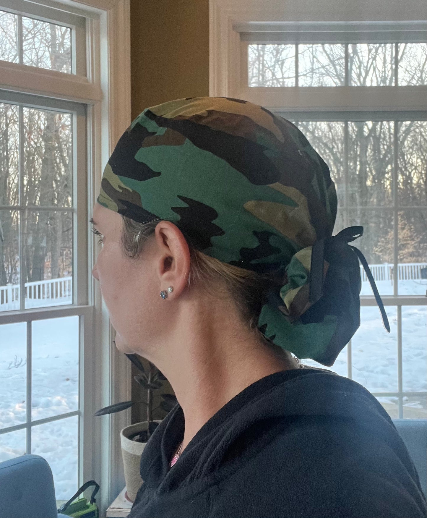 Camouflage camou ponytail scrub cap womens