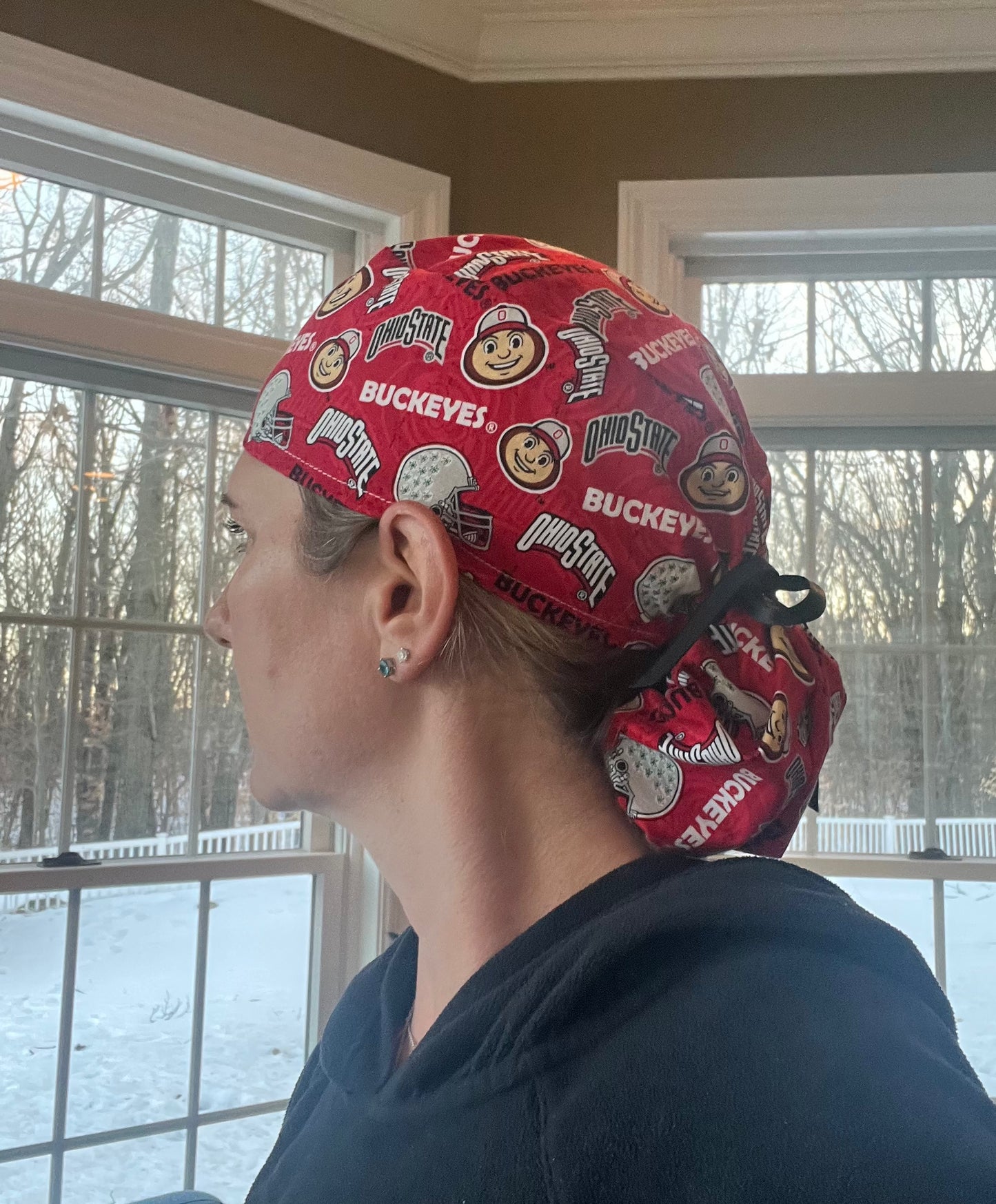 OHIO state university buckeyes ponytail scrub cap womens