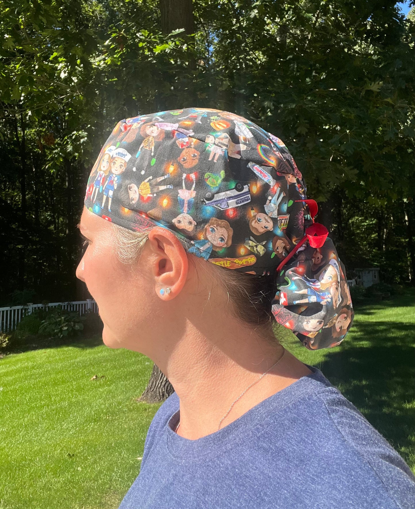 Stranger Things characters eleven ponytail scrub cap womens
