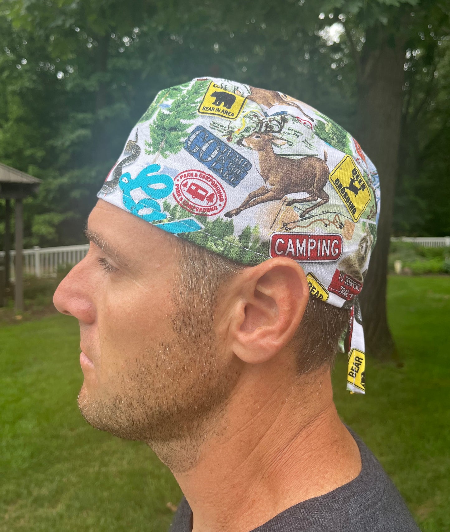 Outdoors nature camping skull scrub cap mens
