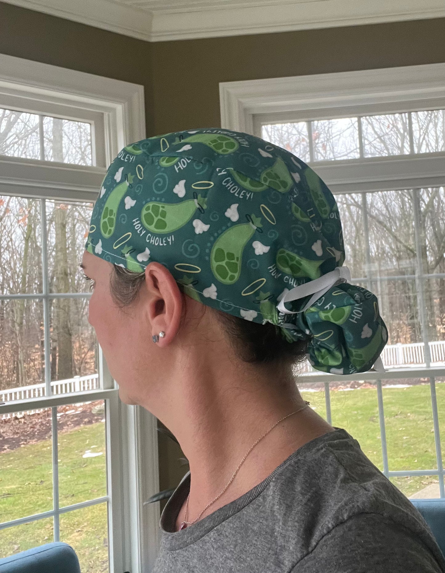 Holy choley chole gall bladder pony tail ponytail scrub cap womens