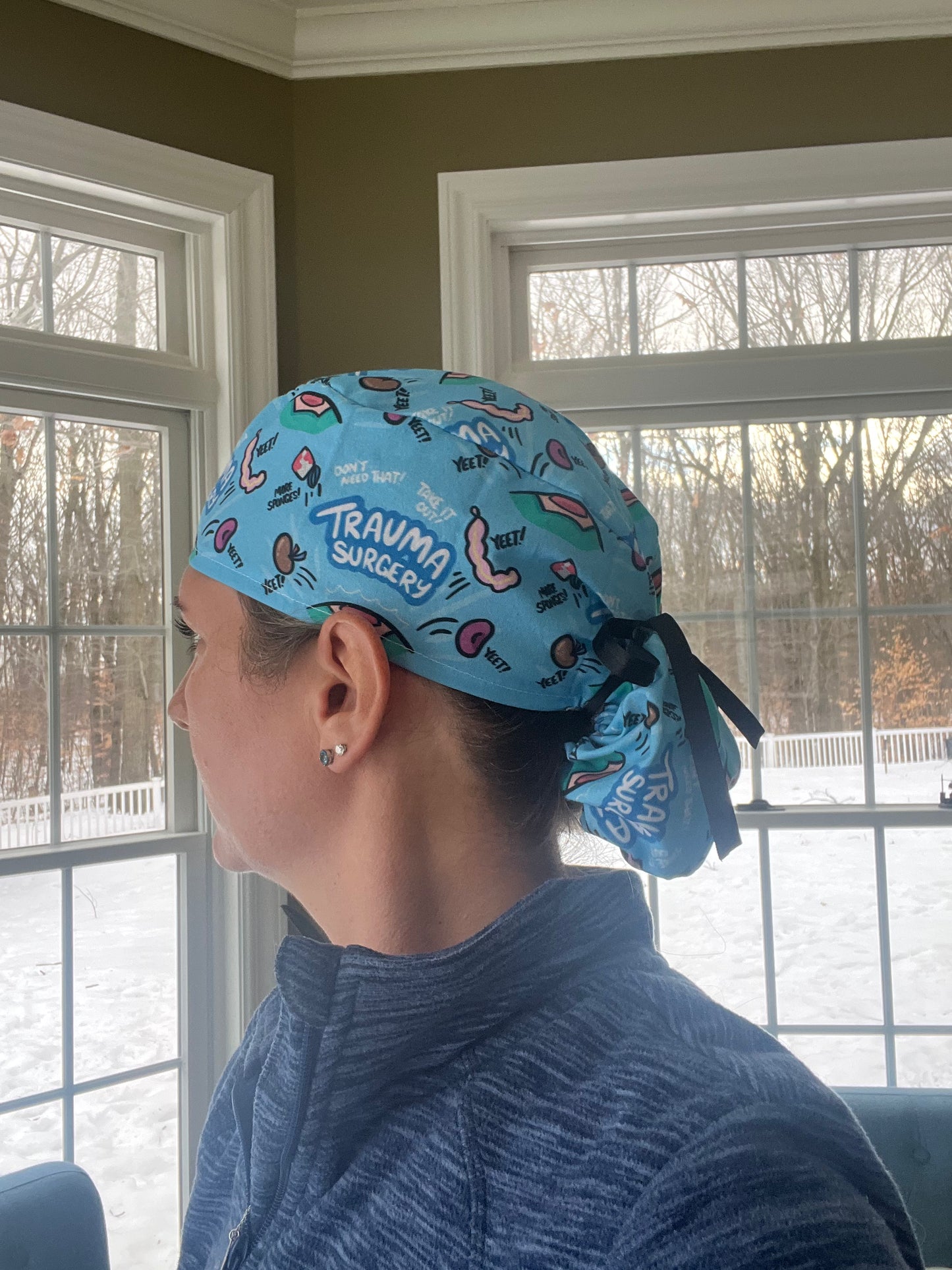 Trauma surgeon yeet organs ponytail scrub cap womens