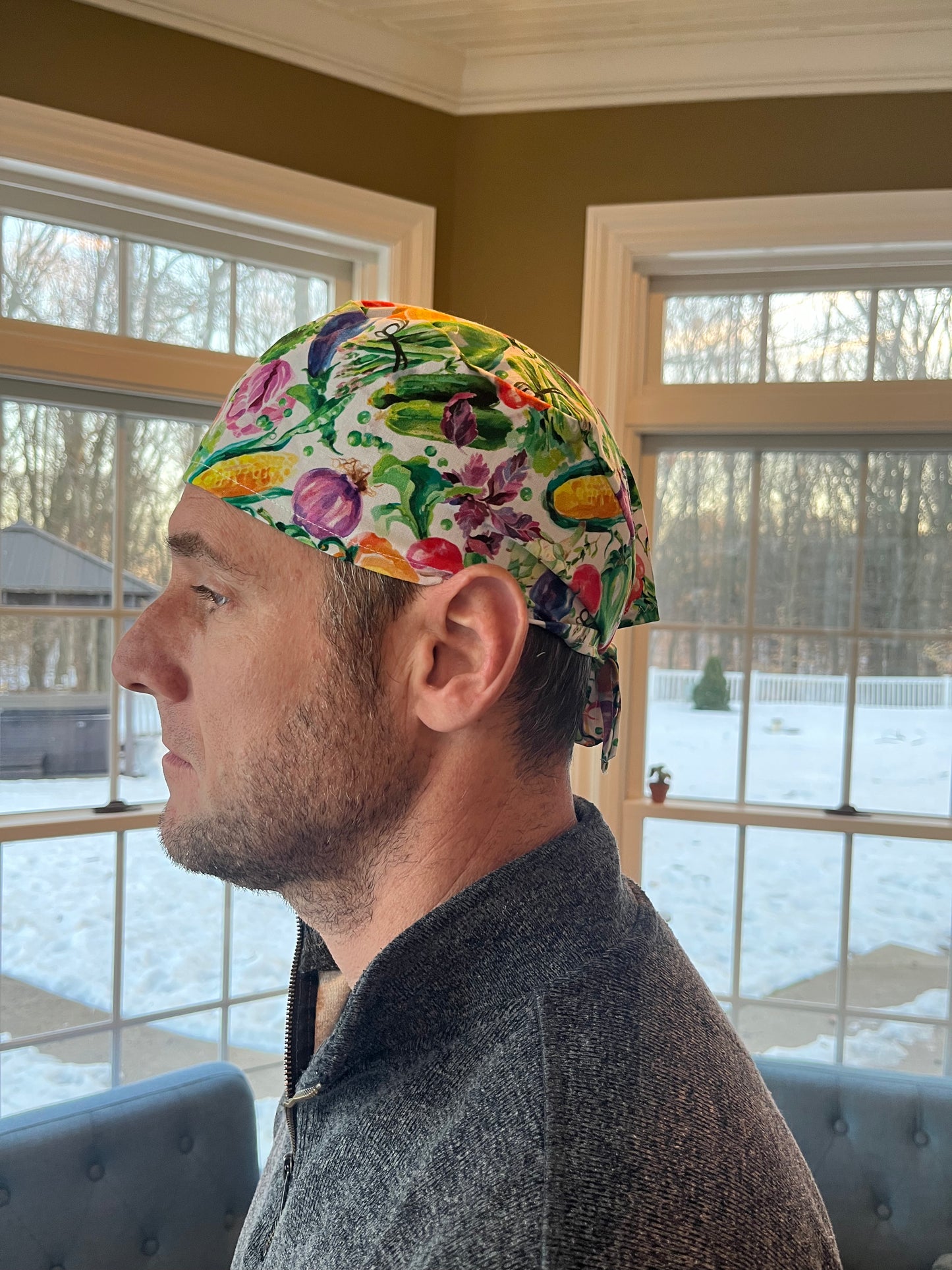 VEGGIES vegetables garden skull scrub cap mens