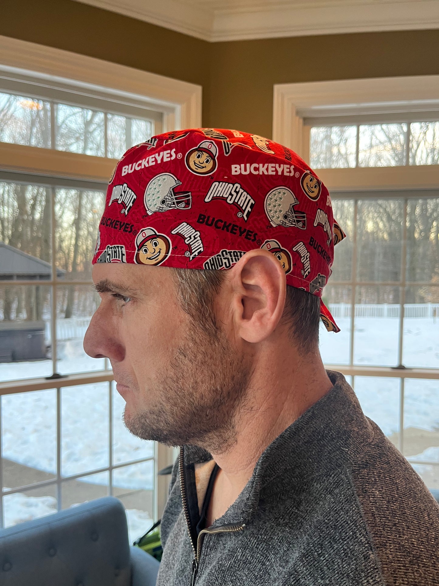 OHIO State University buckeyes skull scrub cap mens