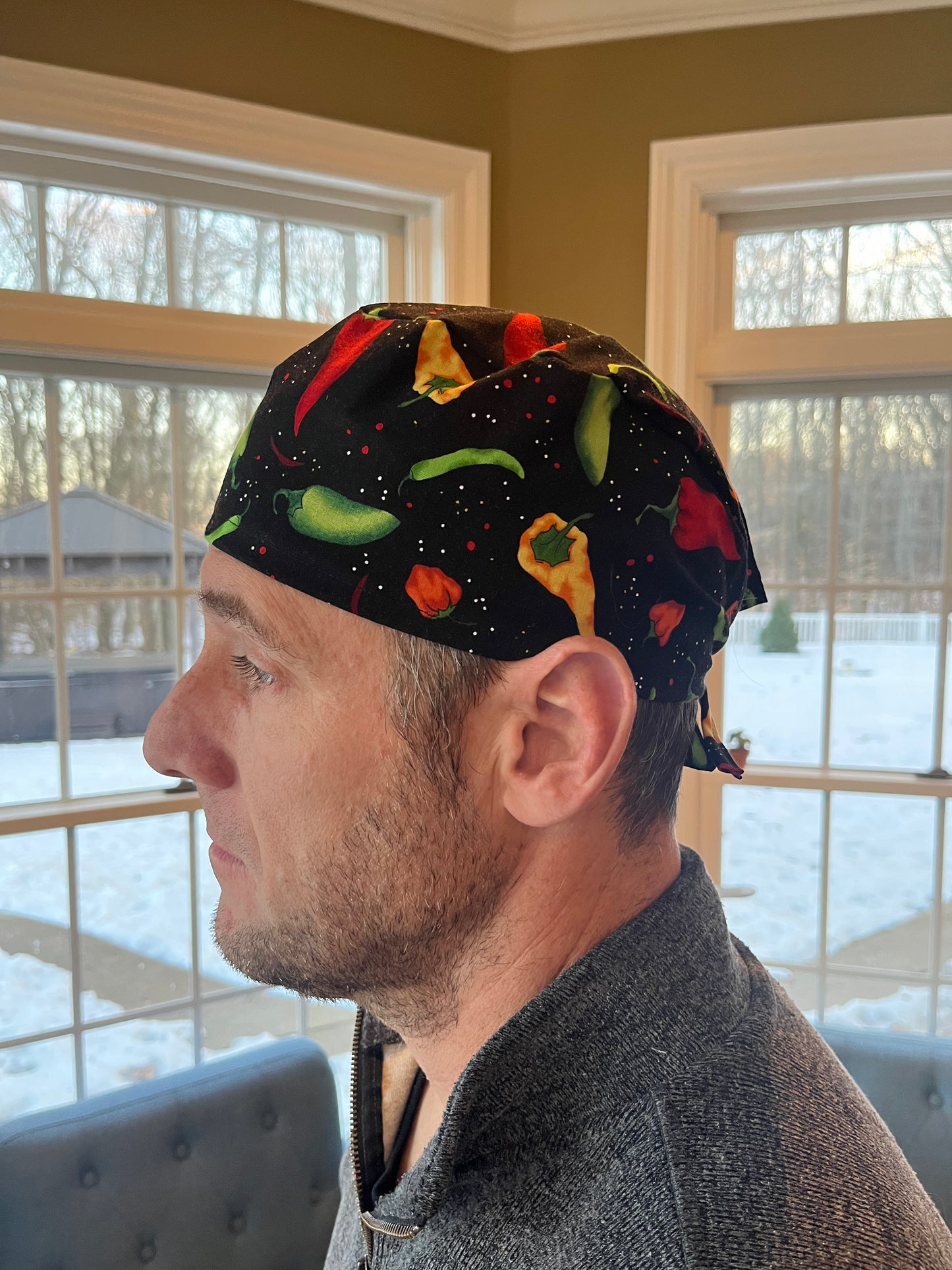Chili pepper chilis spicy skull scrub cap mens