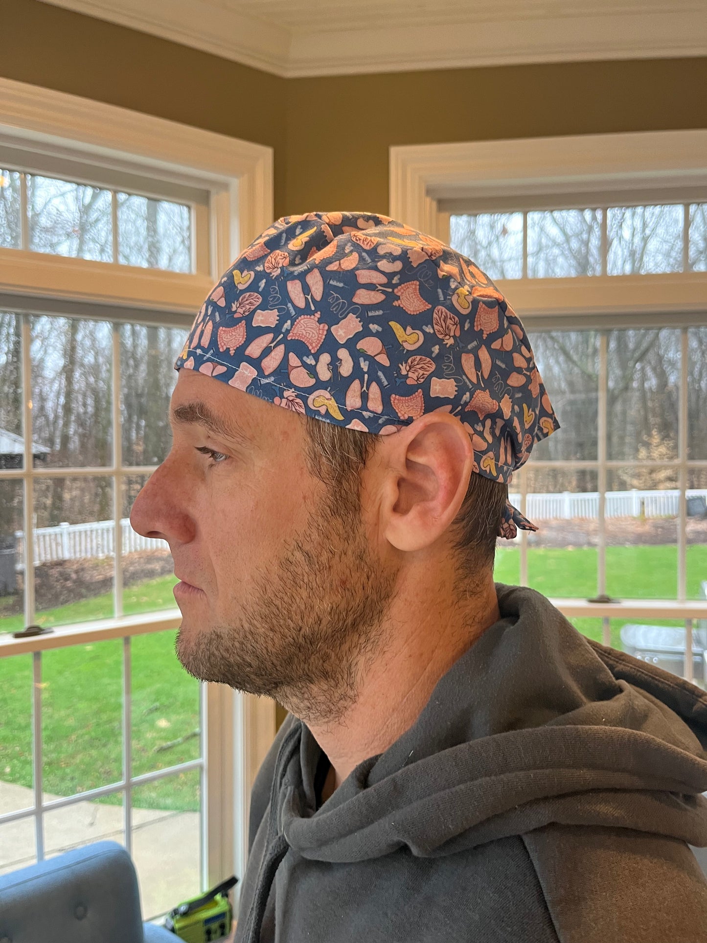 Organs colon liver lung surgery skull scrub cap mens