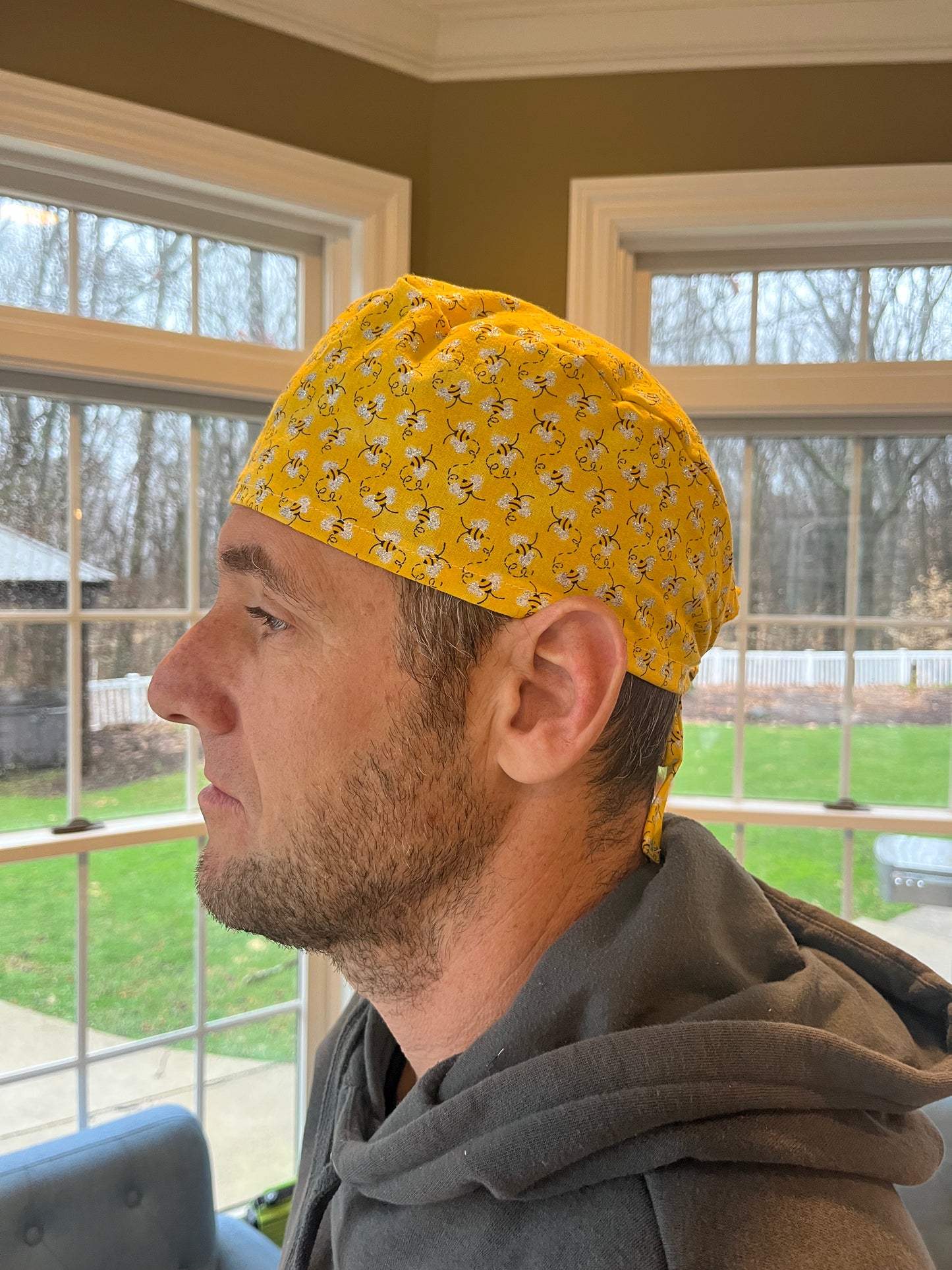 Bees honey glitter sparkle skull scrub cap mens