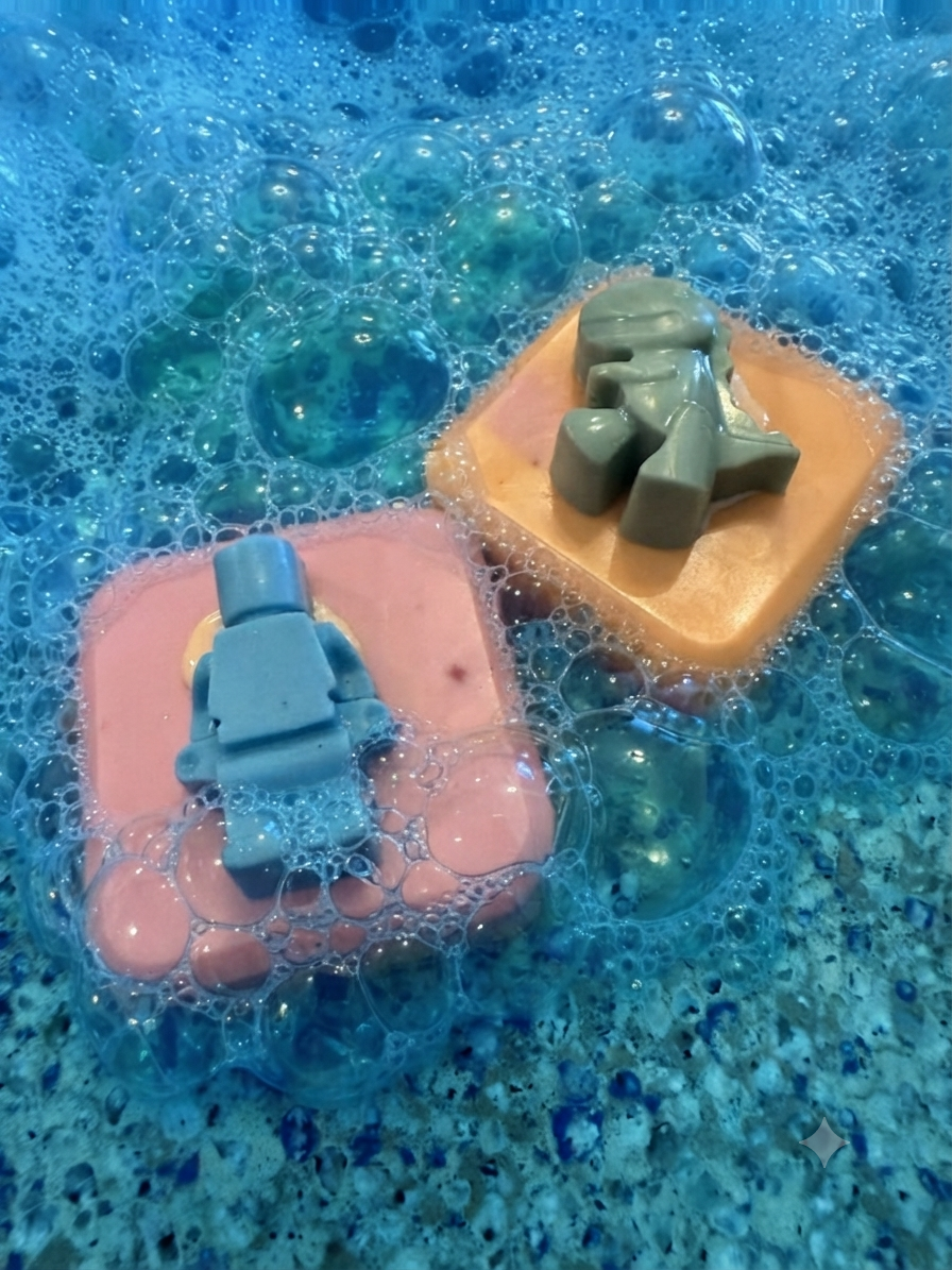 2 BARS Homemade CHERRY BUILDASAURUS kids goat milk moisturizing soap bar