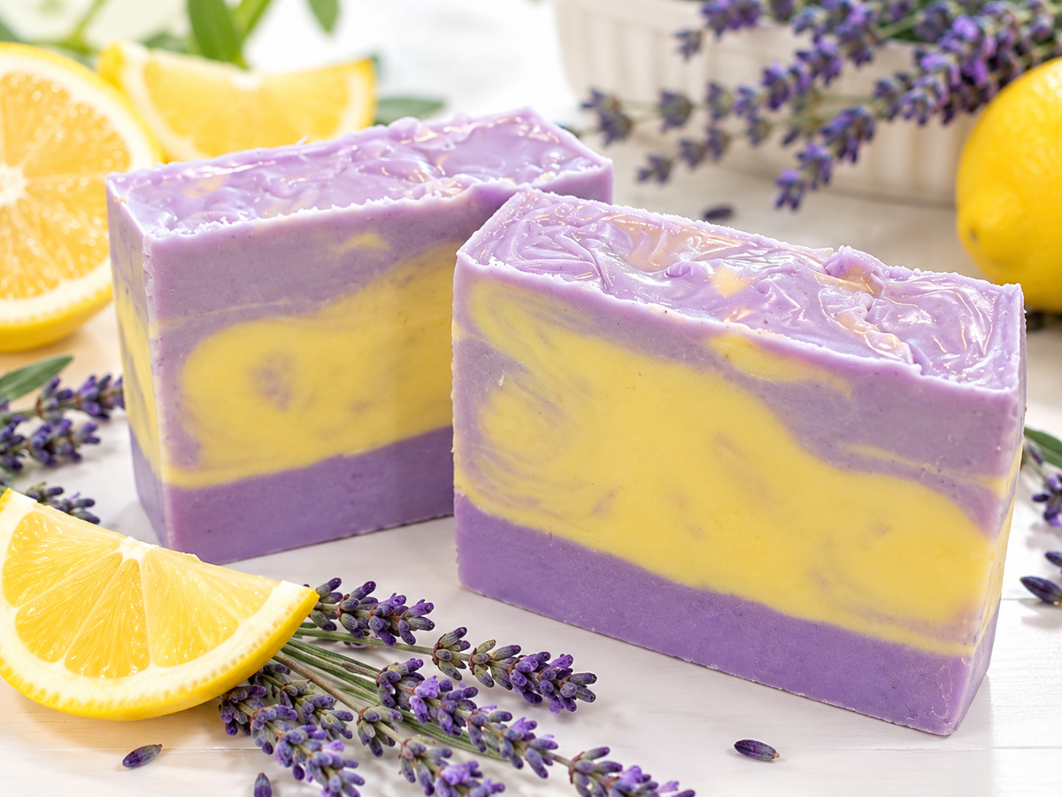 LEMON + LAVENDER goat milk and shea moisturizing soap bar