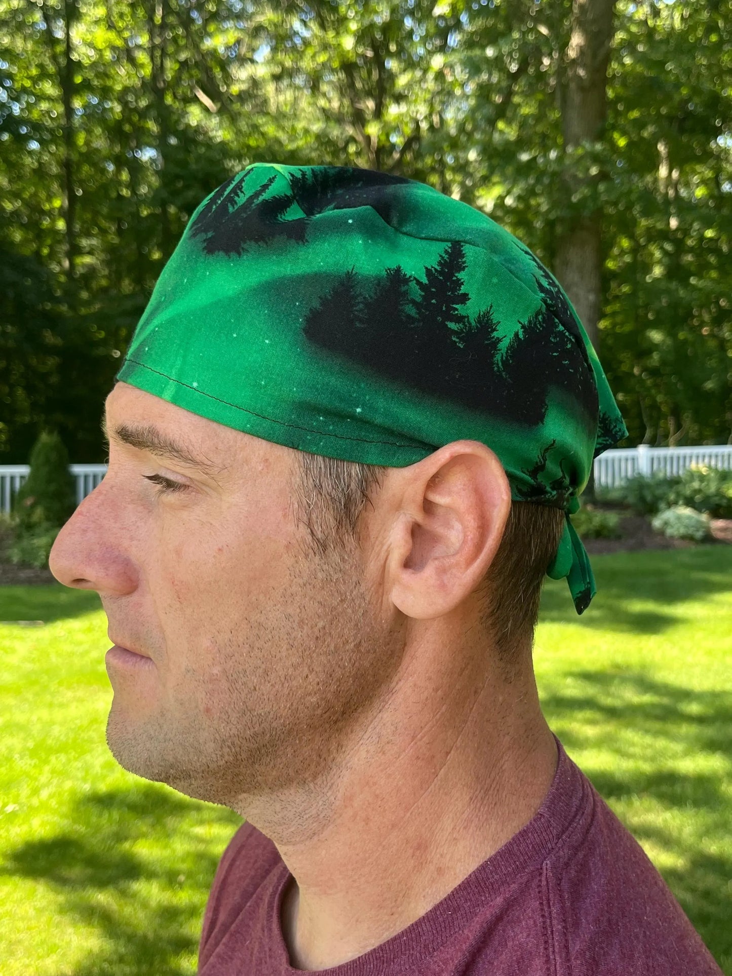 Aurora borealis northern lights skull scrub cap mens