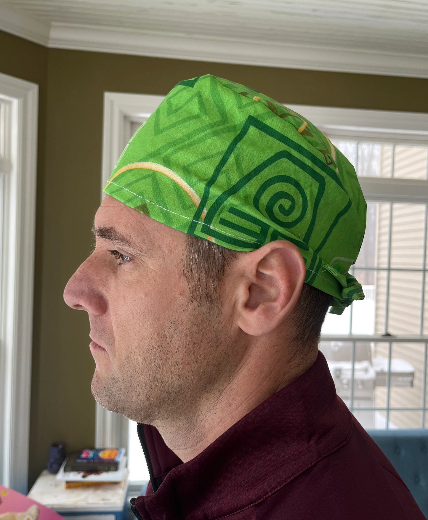 Avatar earth kingdom green skull scrub cap mens