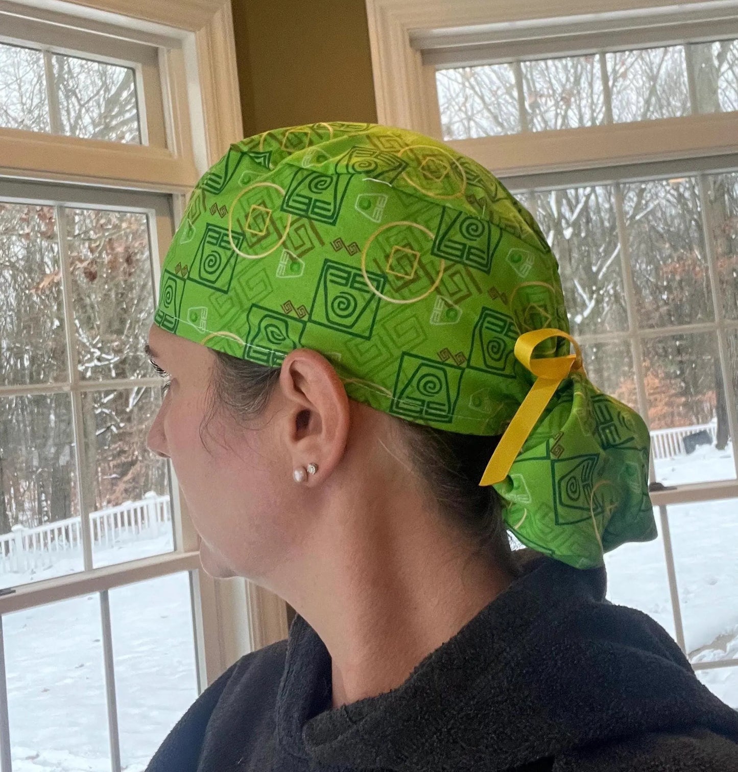 Avatar earth kingdom green ponytail scrub cap womens