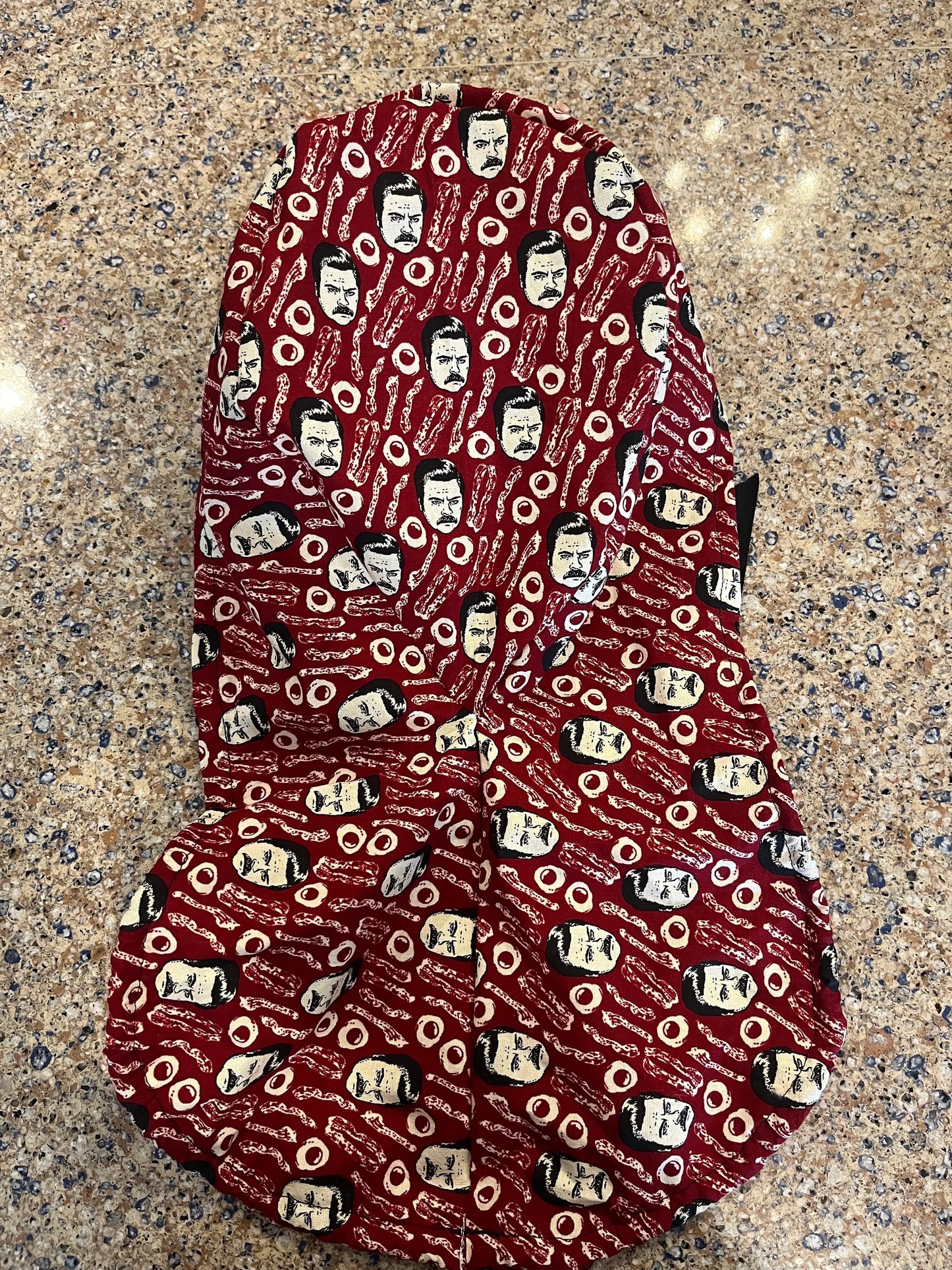 Ron Swanson parks and rec eggs bacon ponytail scrub cap womens