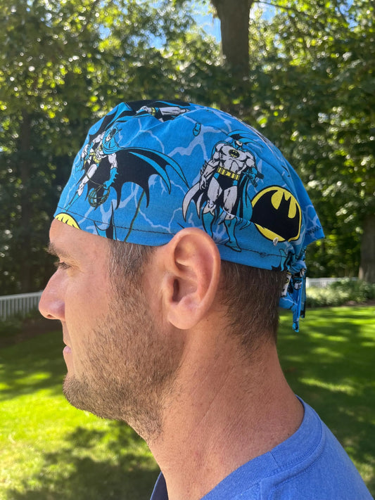 Batman blue skull scrub cap mens
