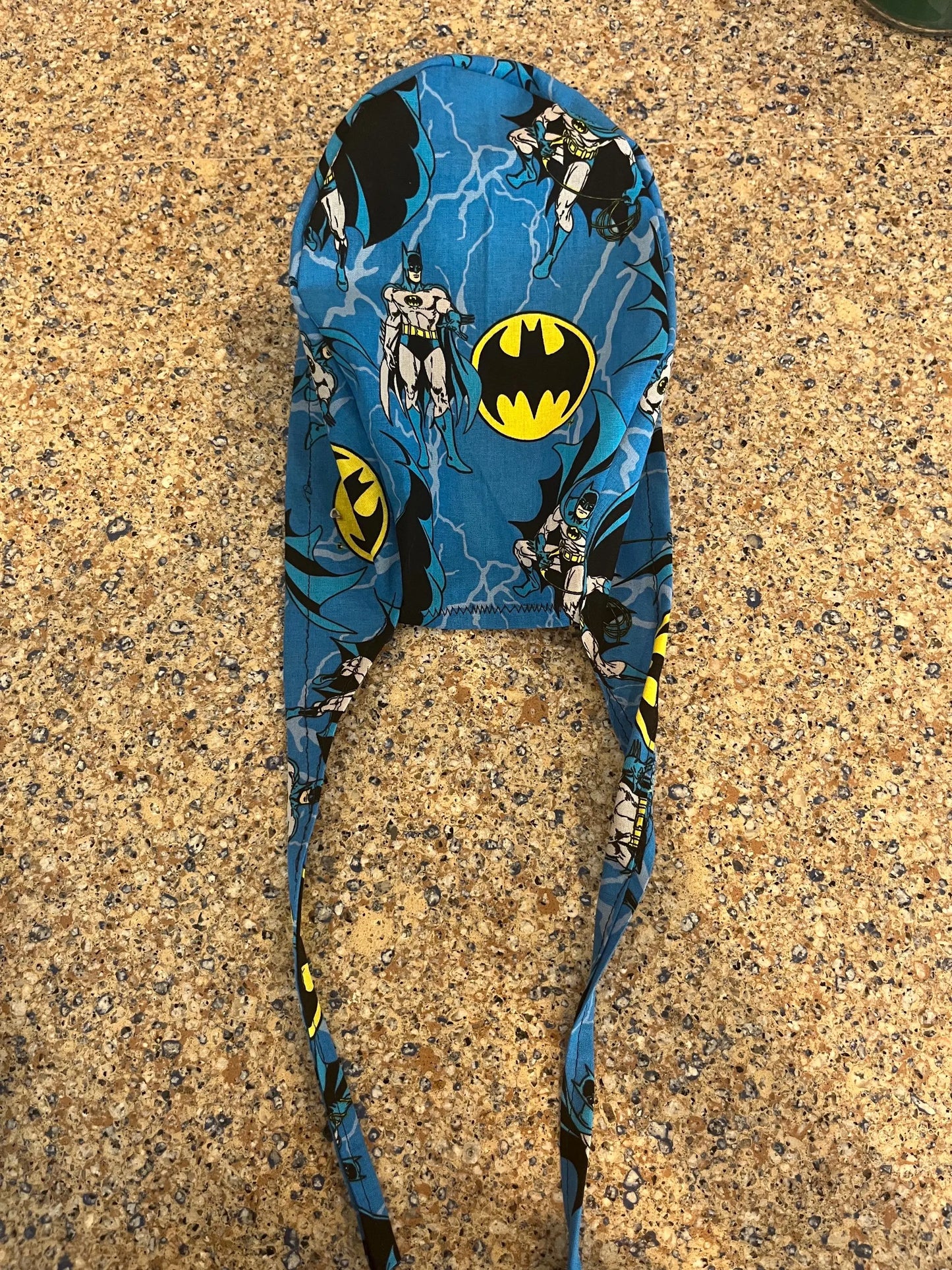 Bat man blue skull scrub cap mens