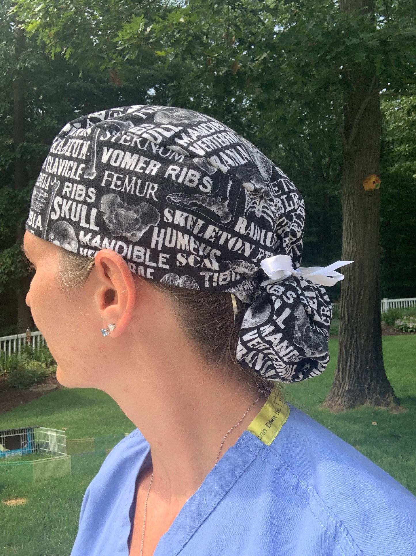 Bones anatomy names ponytail scrub cap womens