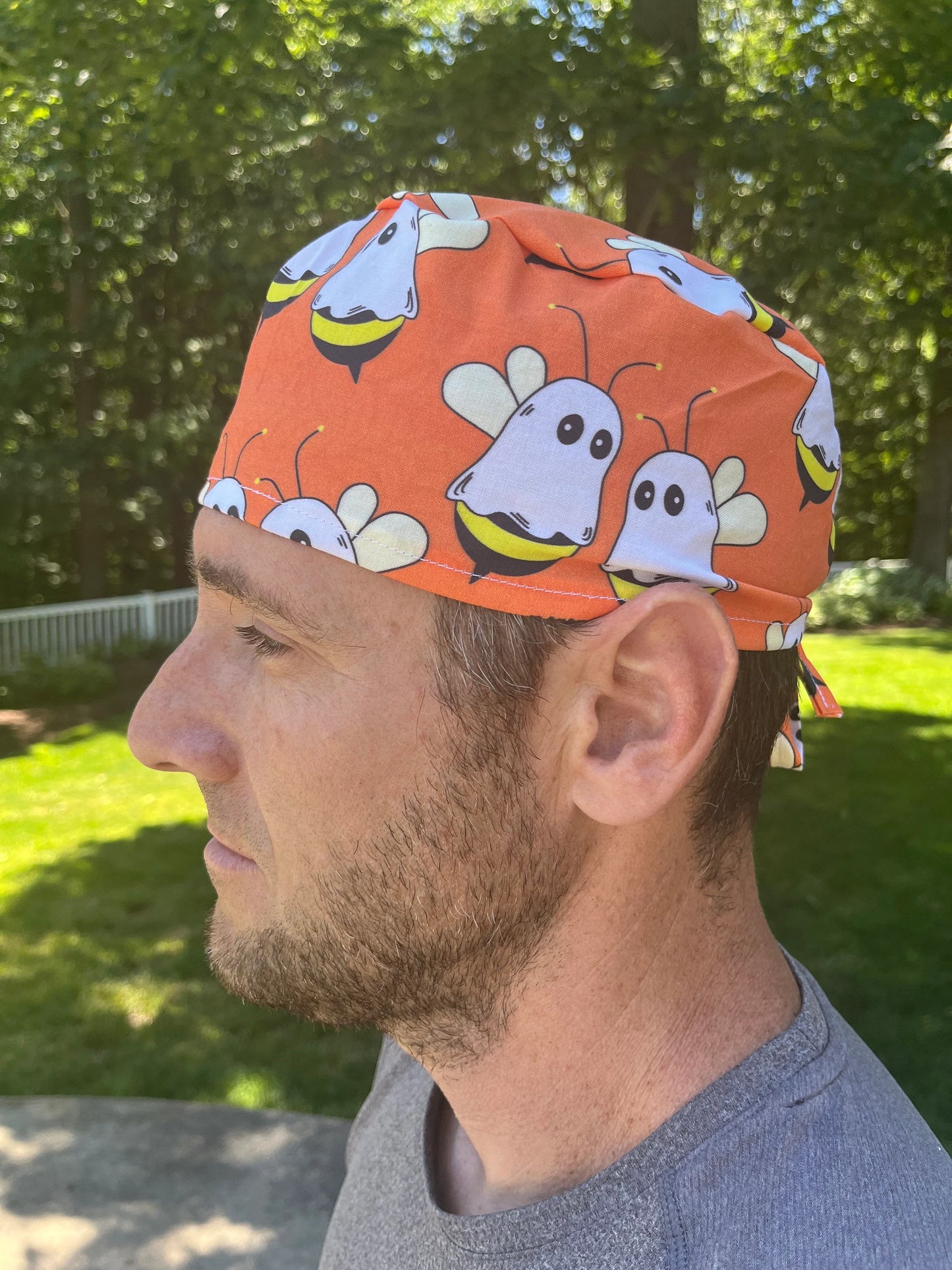 BOO BEES boobies breast plastic surgeon skull scrub cap mens