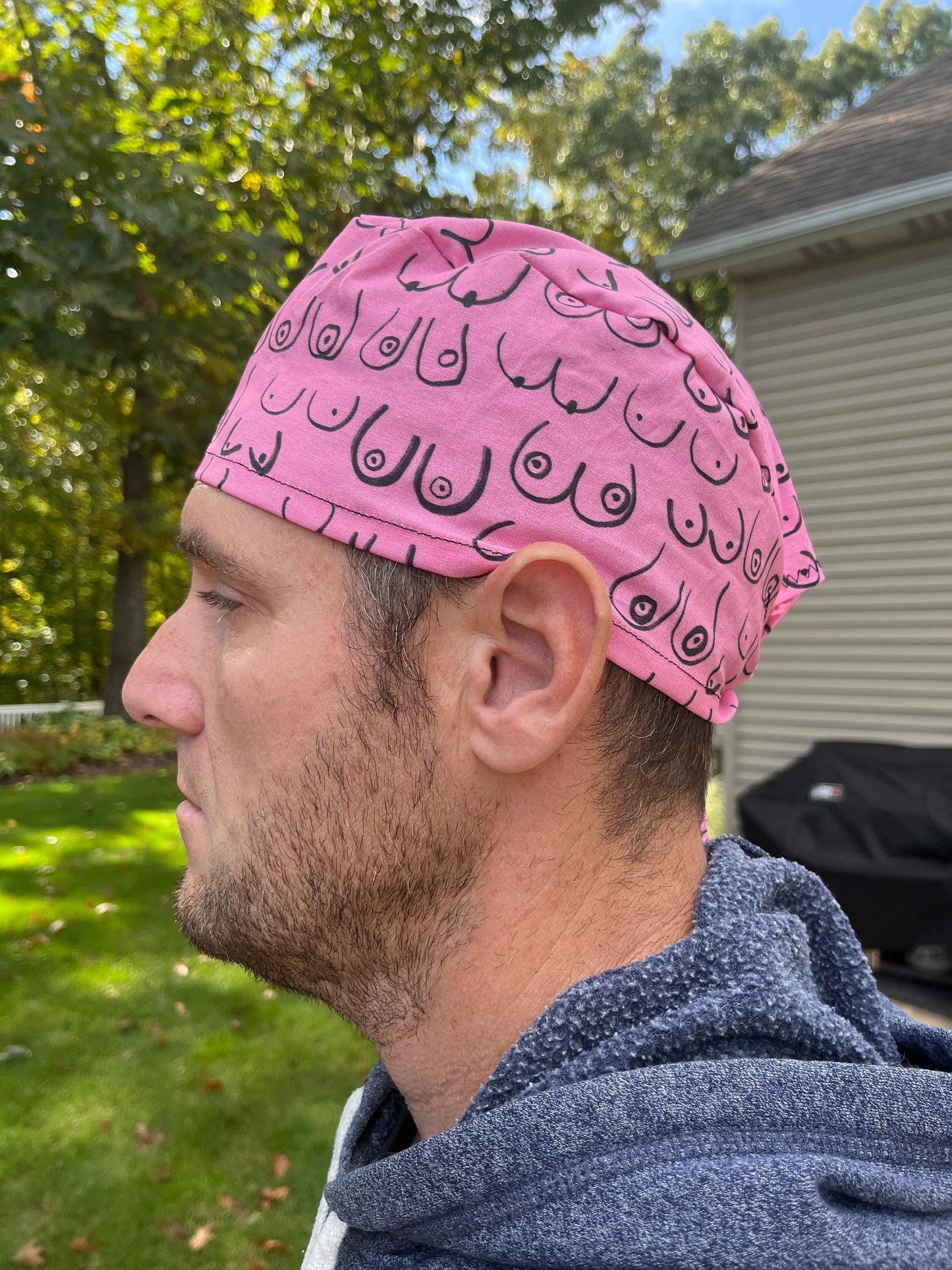 Breast surgeon plastic cancer pink skull cap mens