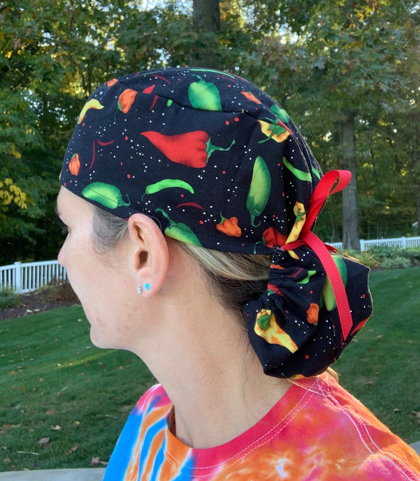 Chili pepper chilis spicy ponytail scrub cap womens