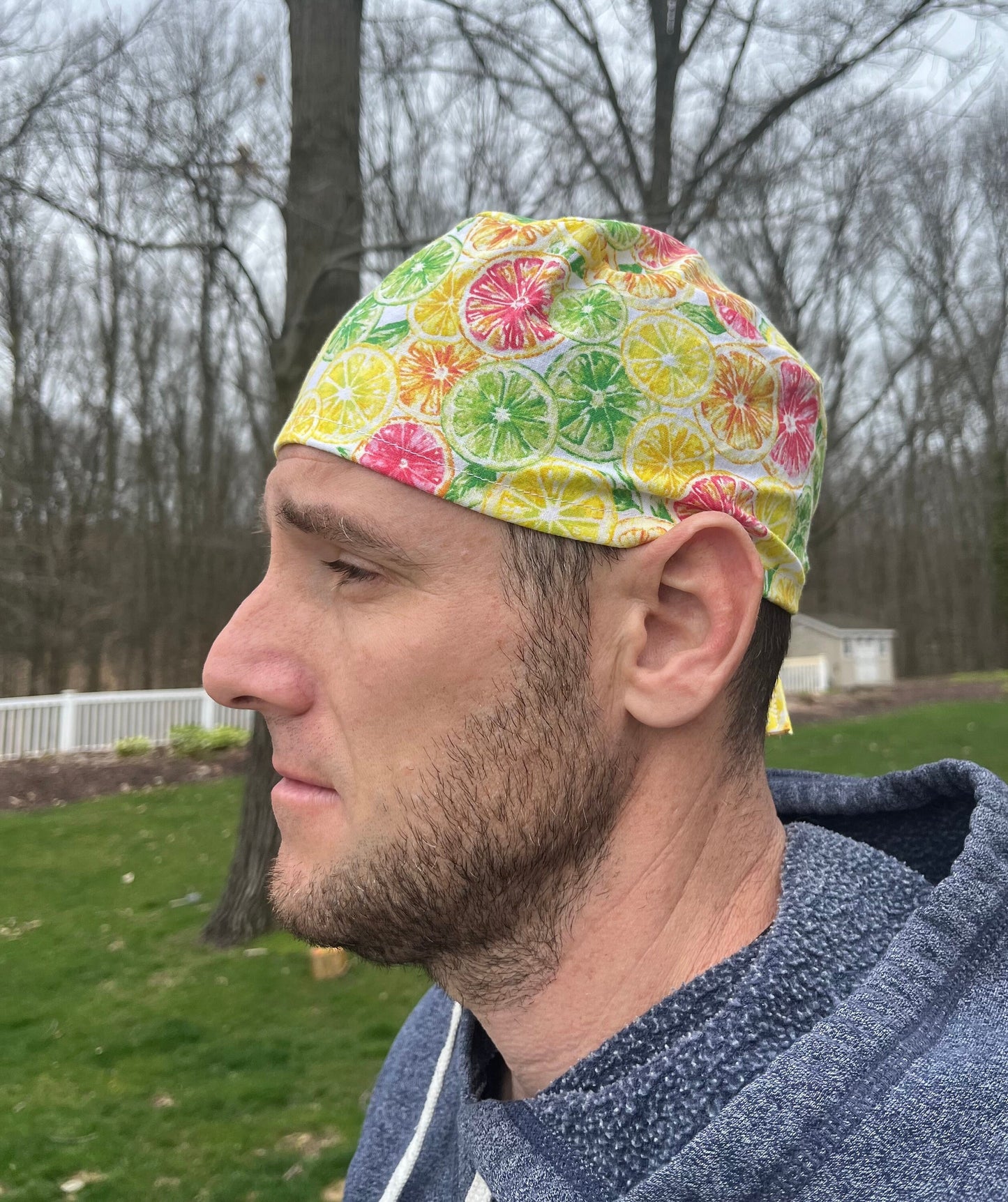 Citrus lemon lime skull scrub cap mens