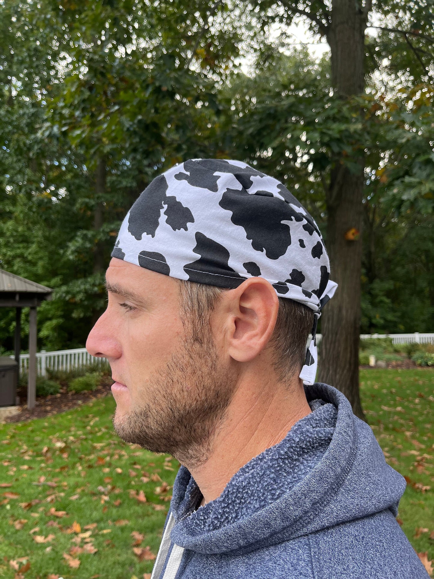 Cow vet farm skull scrub cap mens