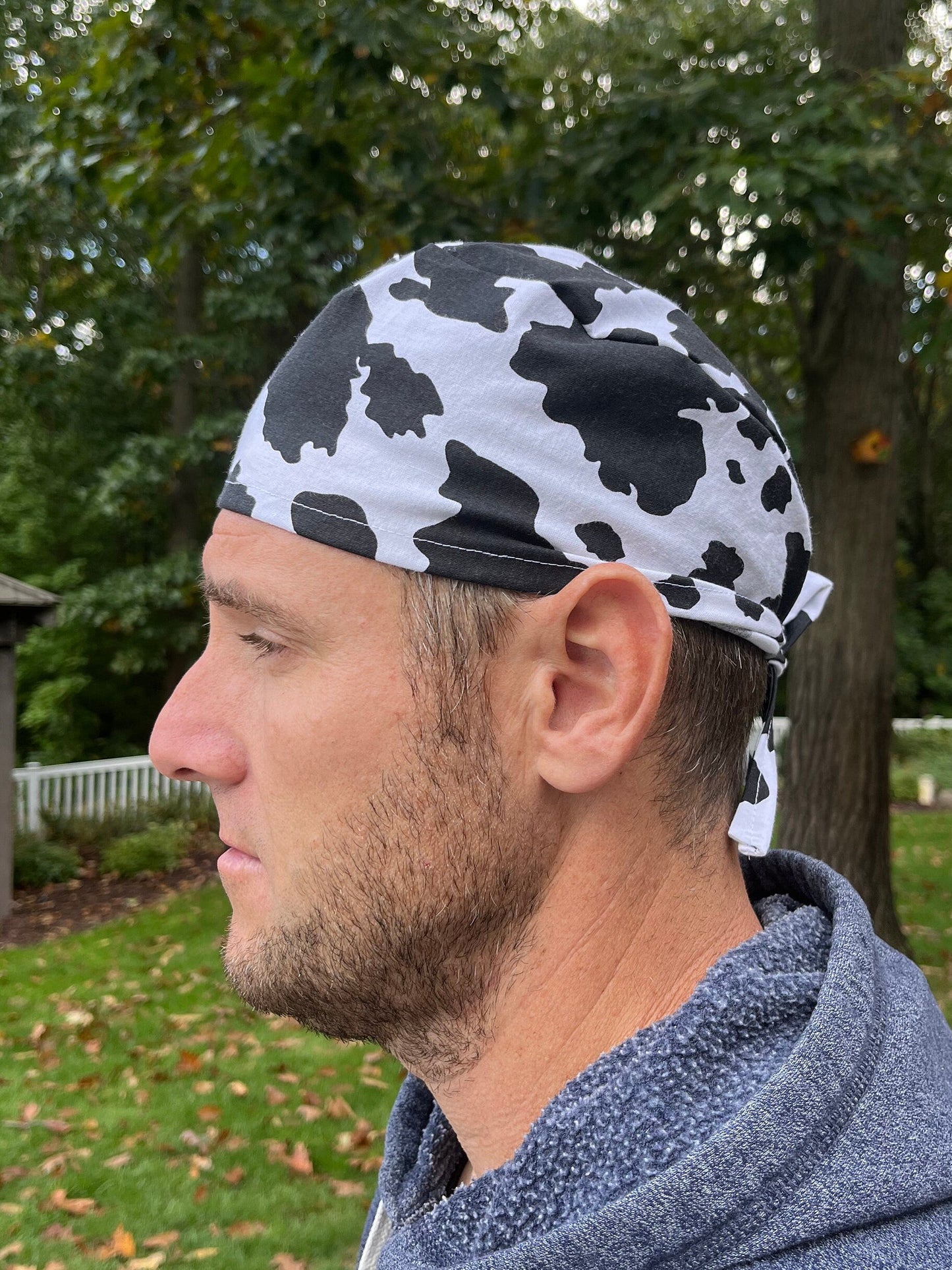 Cow vet farm skull scrub cap mens