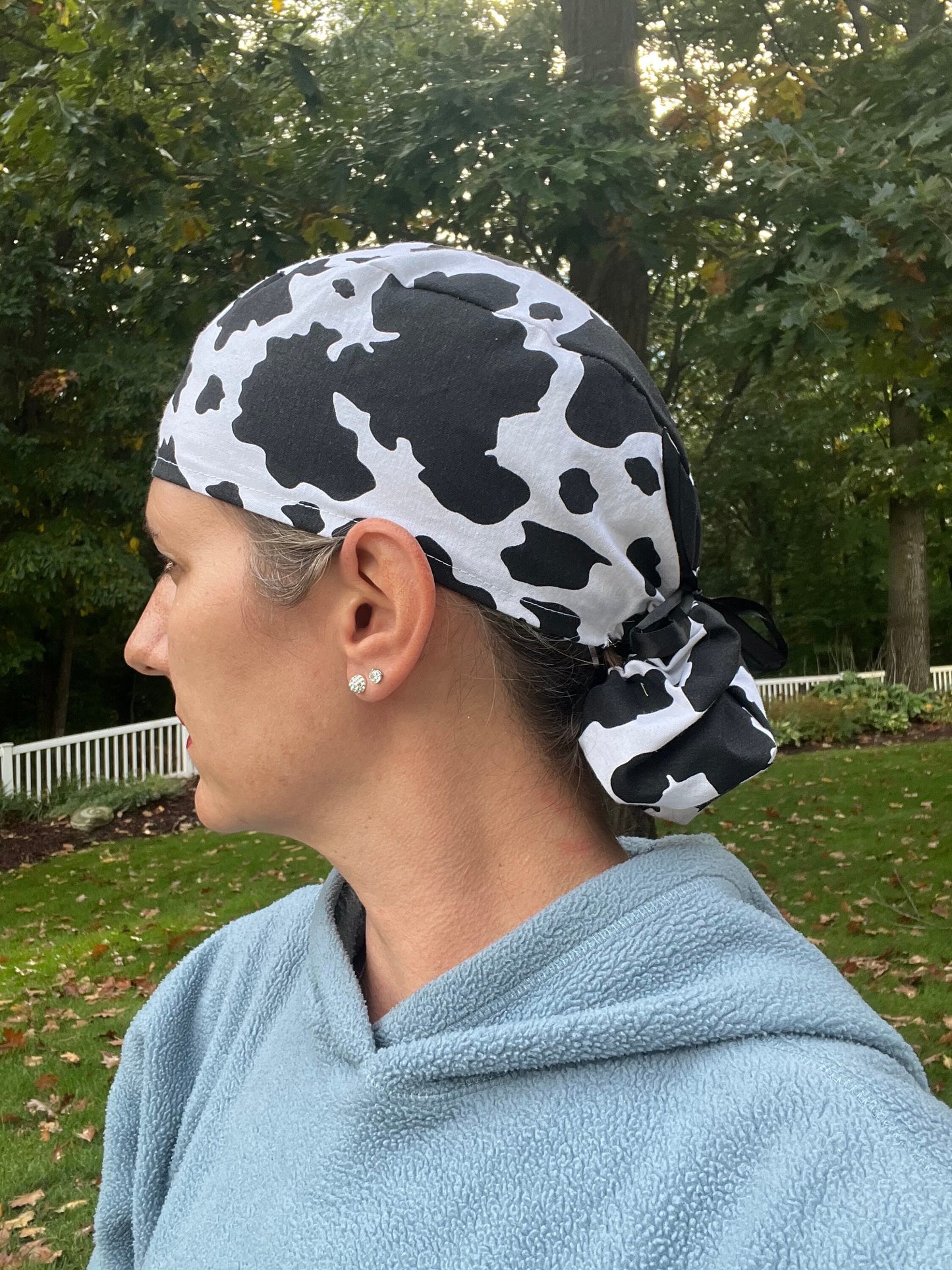 Cow vet farm pony tail ponytail scrub surgical surgery hat OR cap womens