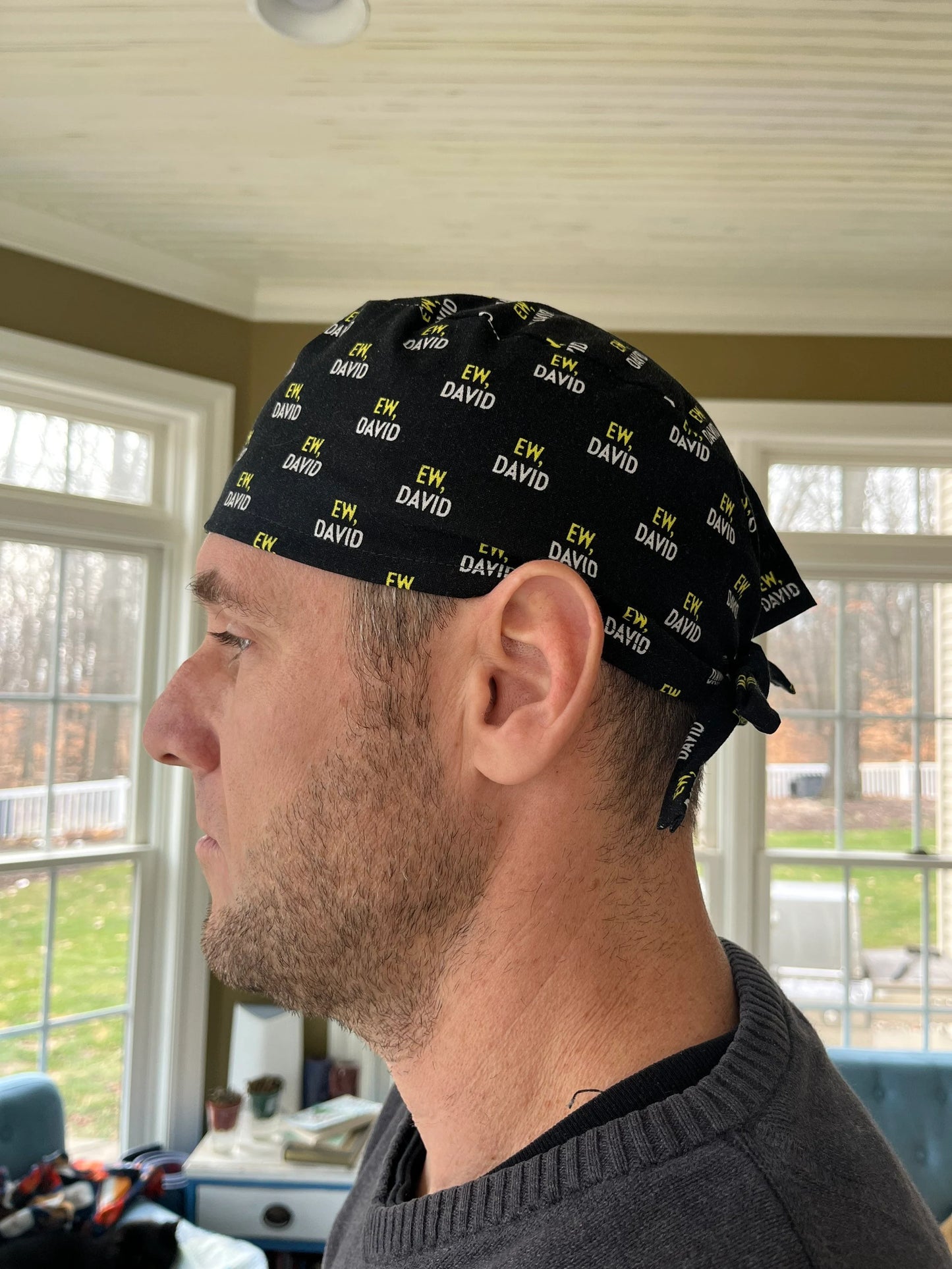 EW David Schitt's Creek skull scrub cap mens