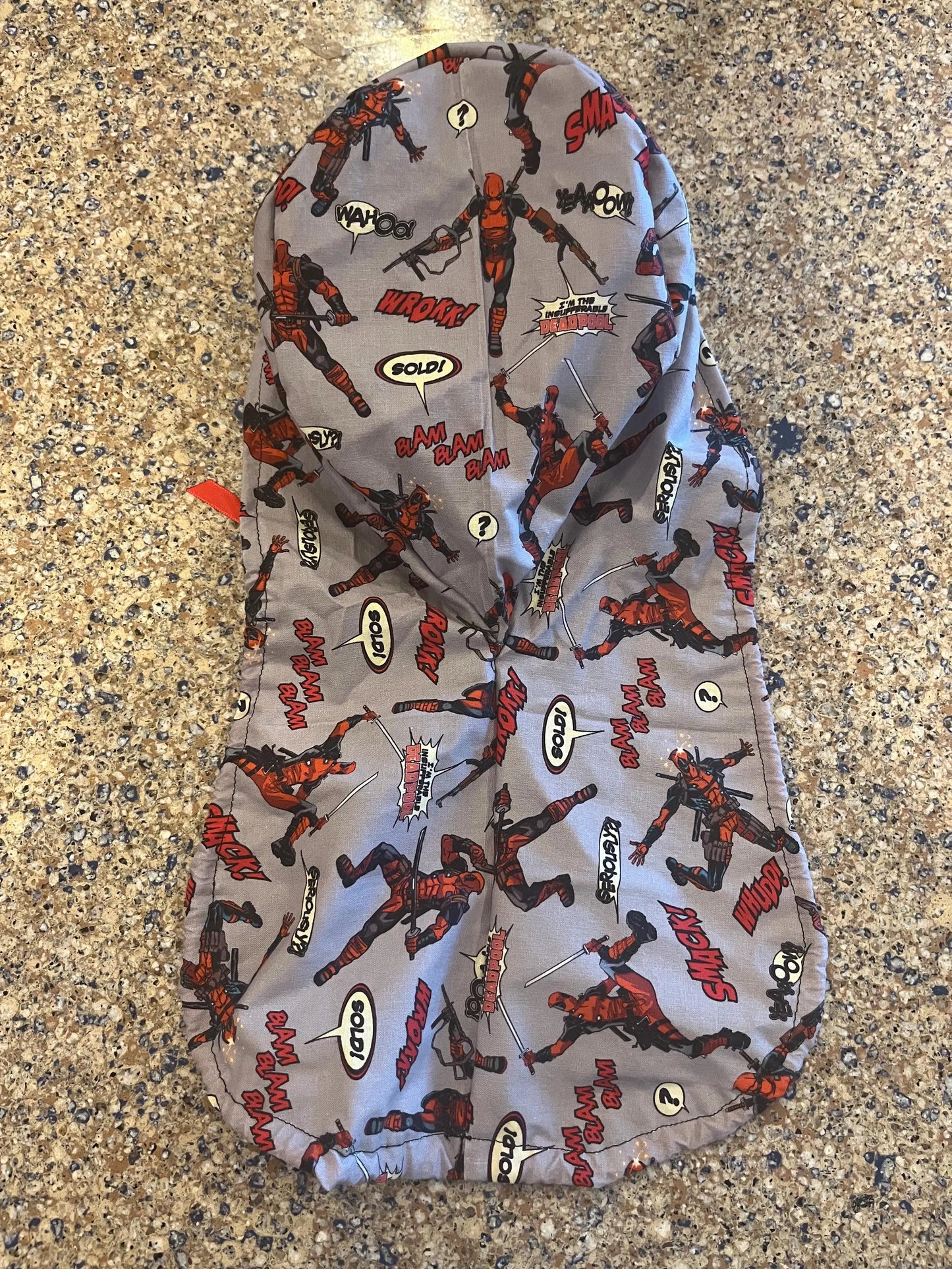 Deadpool grey red cartoon ponytail scrub cap womens