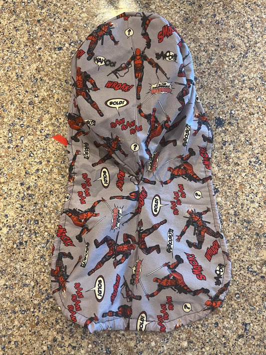 Deadpool grey red cartoon ponytail scrub cap womens