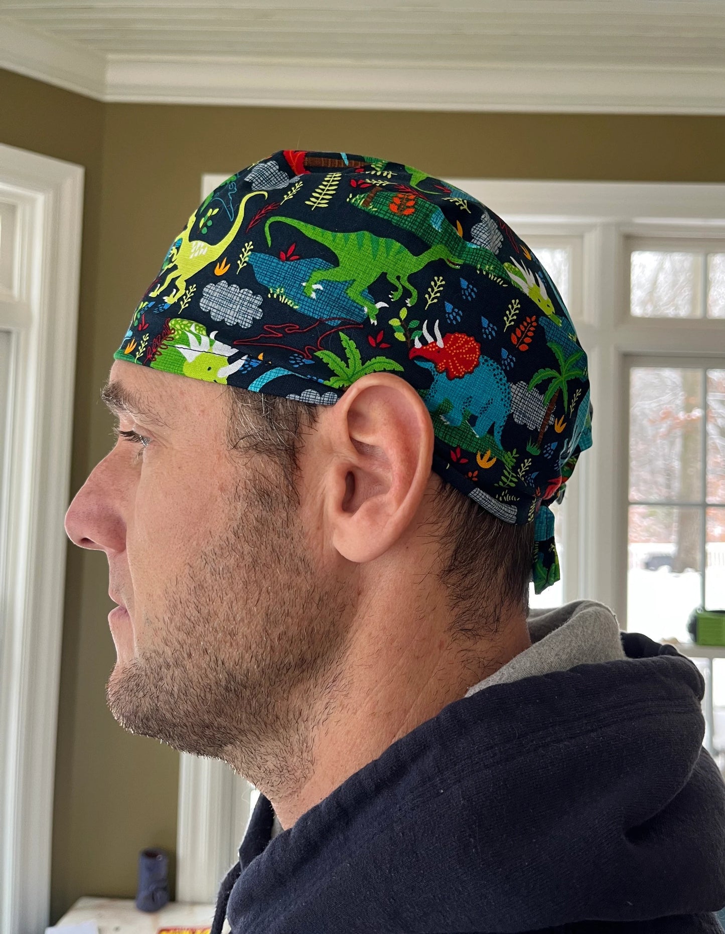 Dinosaur dino skull scrub cap mens