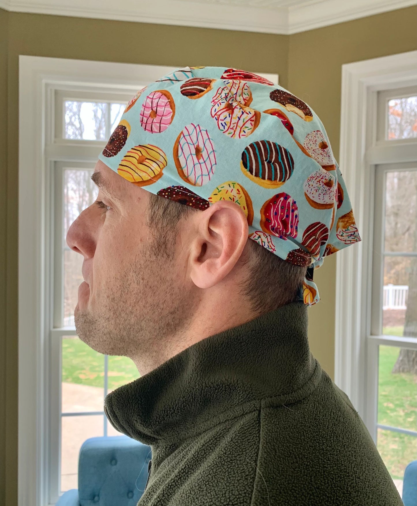 Donuts donut blue treat skull scrub cap mens
