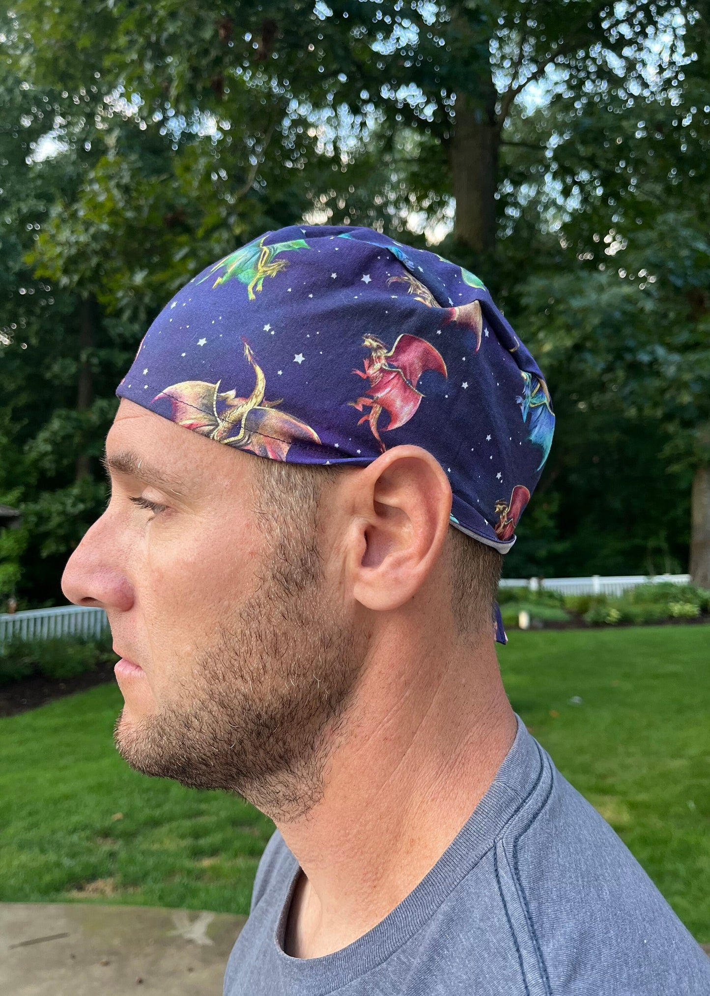 Dragons dragon purple blue skull scrub cap mens