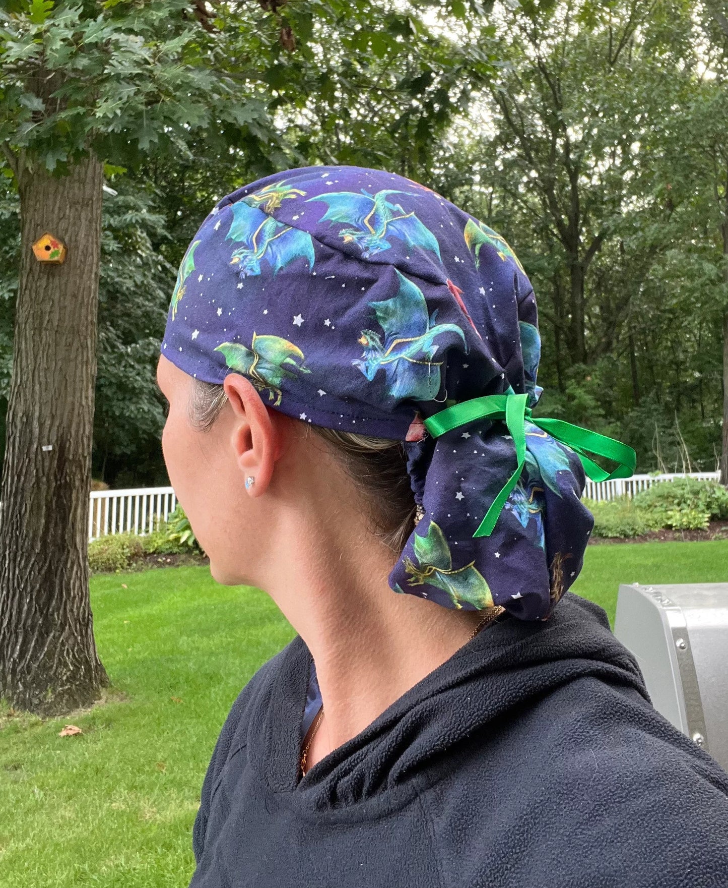 Dragons dragon purple blue ponytail scrub cap womens