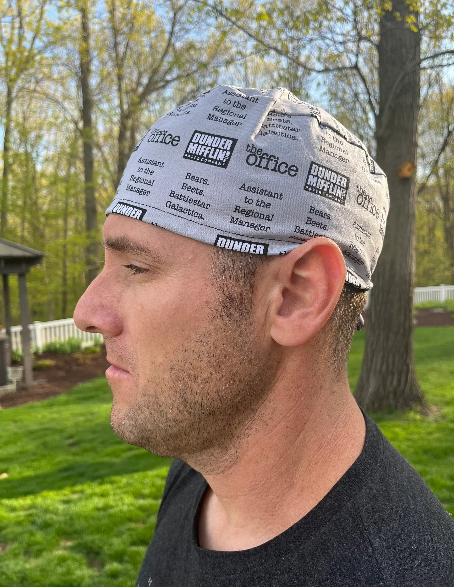 Dunder Mifflin grey assistant to the regional manager the office skull scrub cap mens