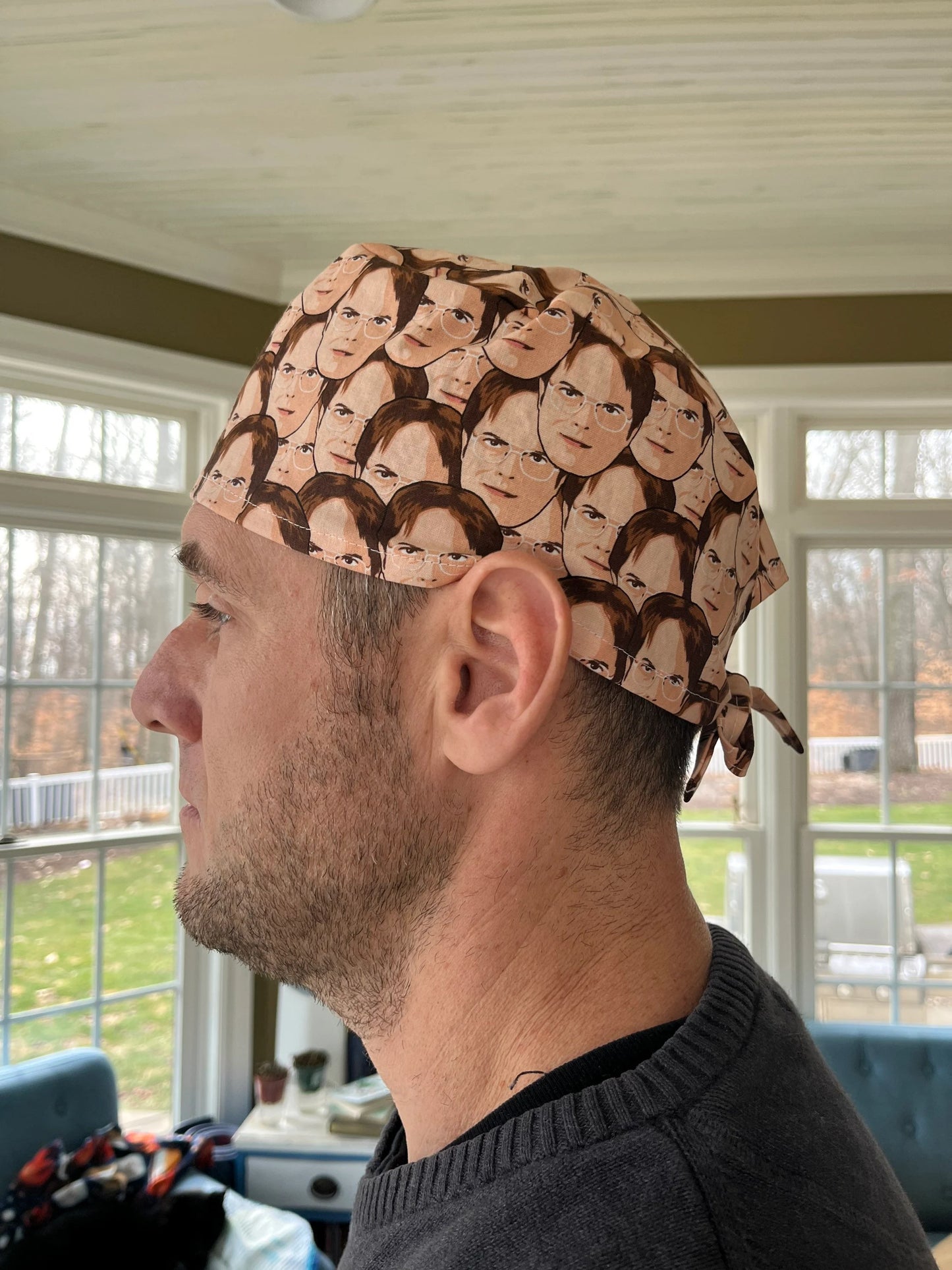 Dwight Shrute the office skull scrub cap mens
