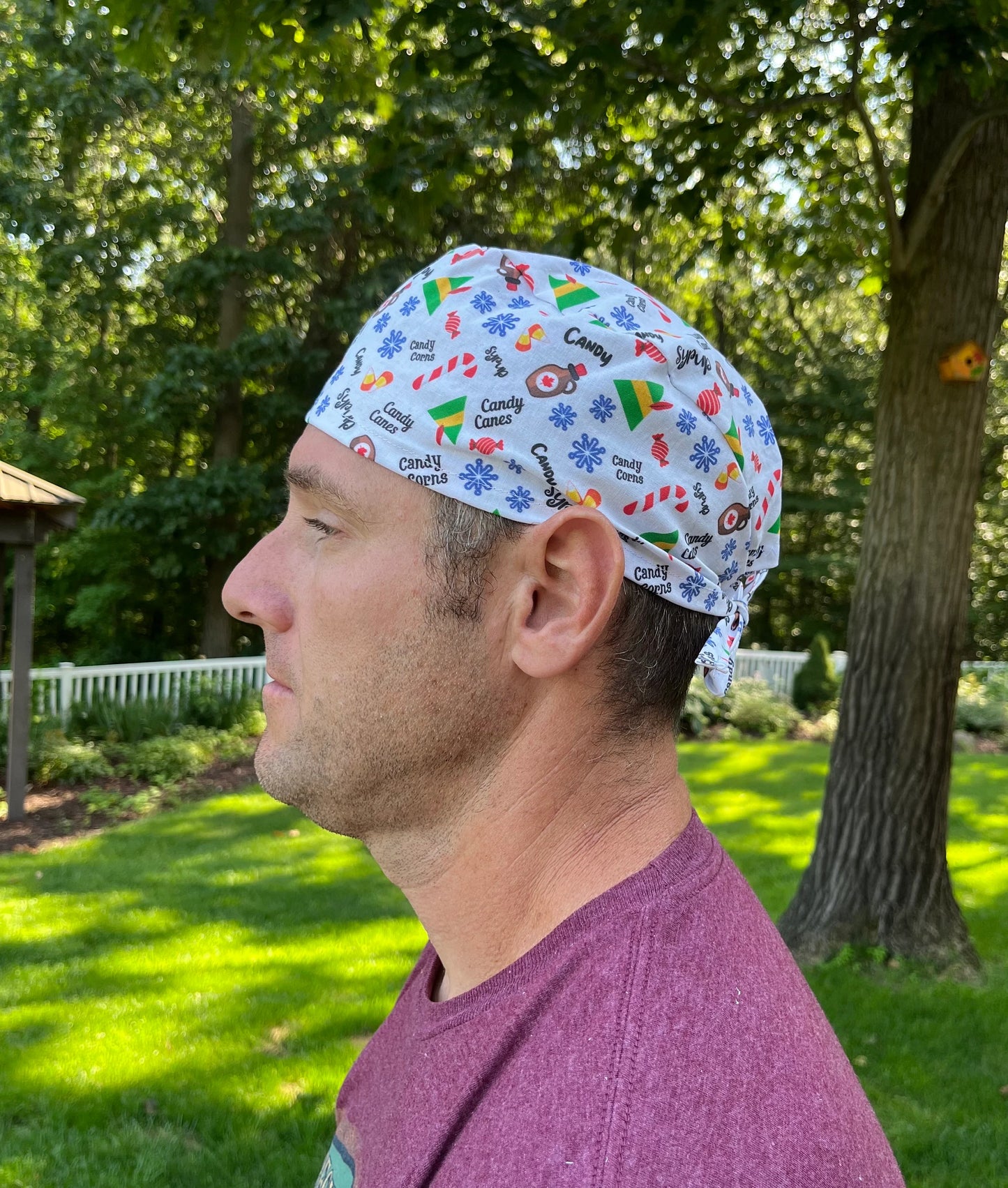 Buddy the elf candy corns syrup christmas skull scrub cap mens