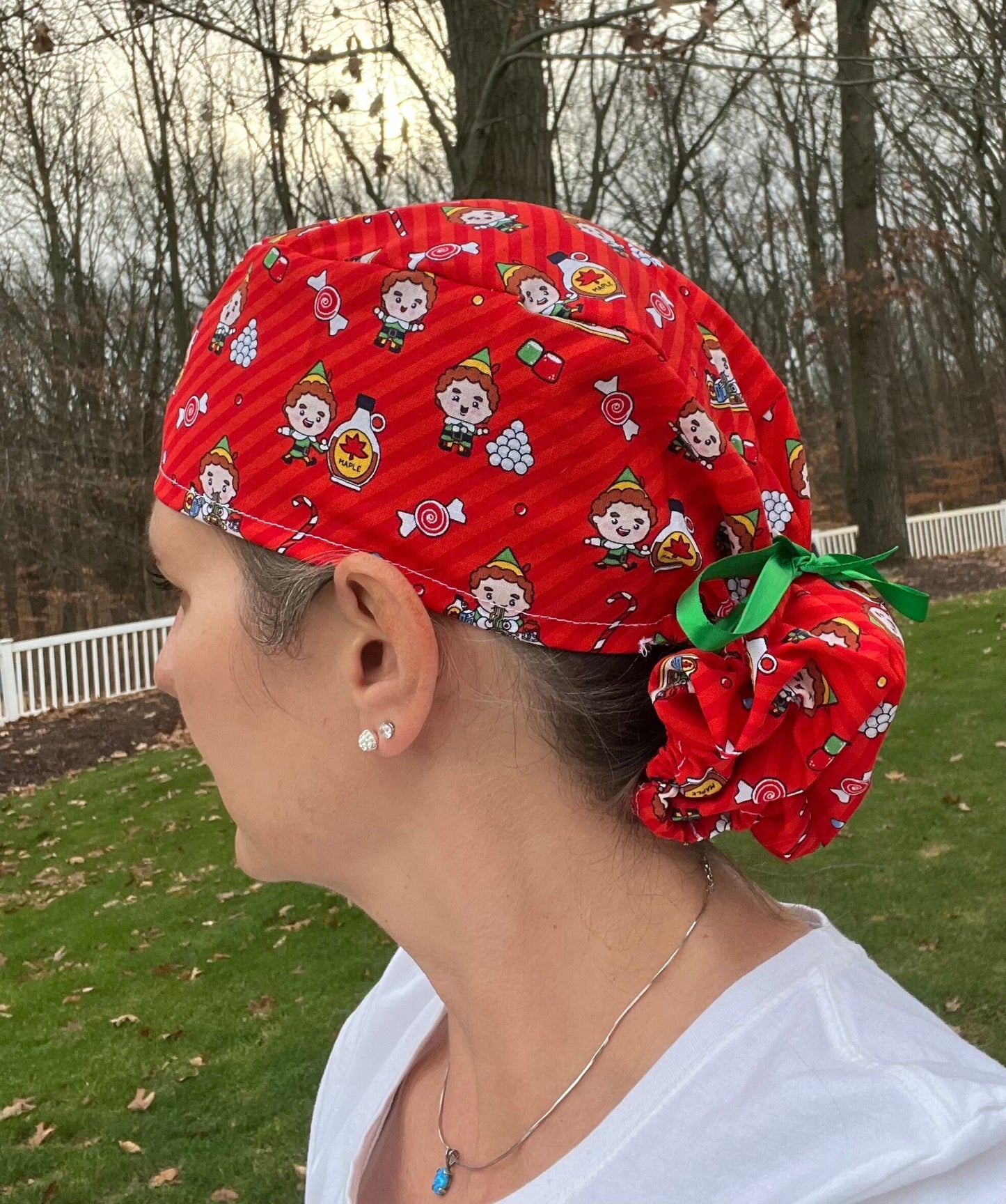 Buddy the elf christmas ponytail scrub cap womens