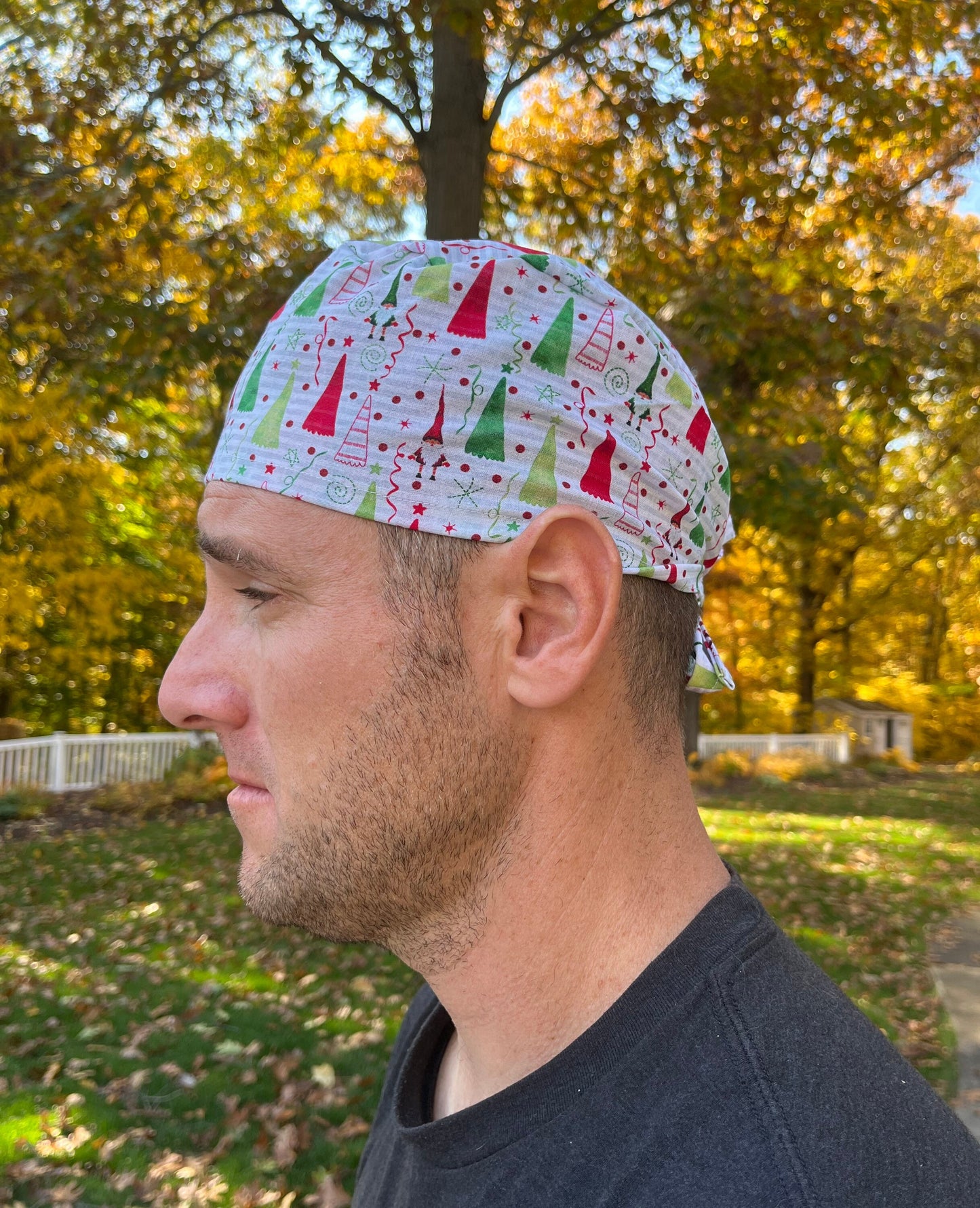 Elves christmas tree skull scrub cap mens